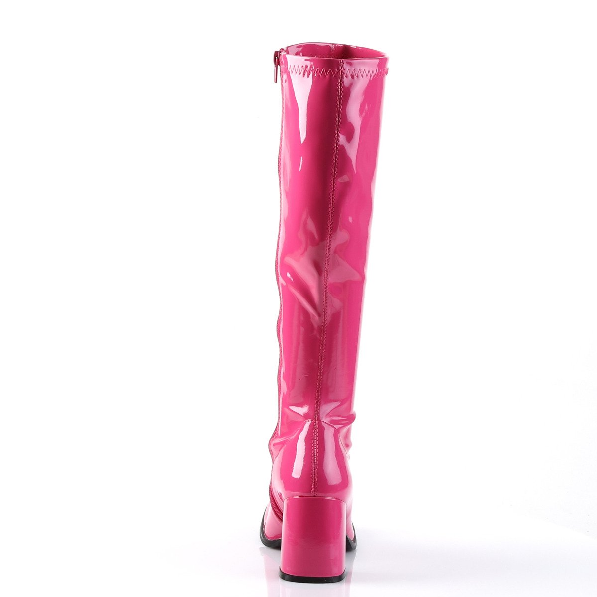 Funtasma Gogo-300 HP - Shiny Pink Chunky-Heel Knee High Single Sole Boots