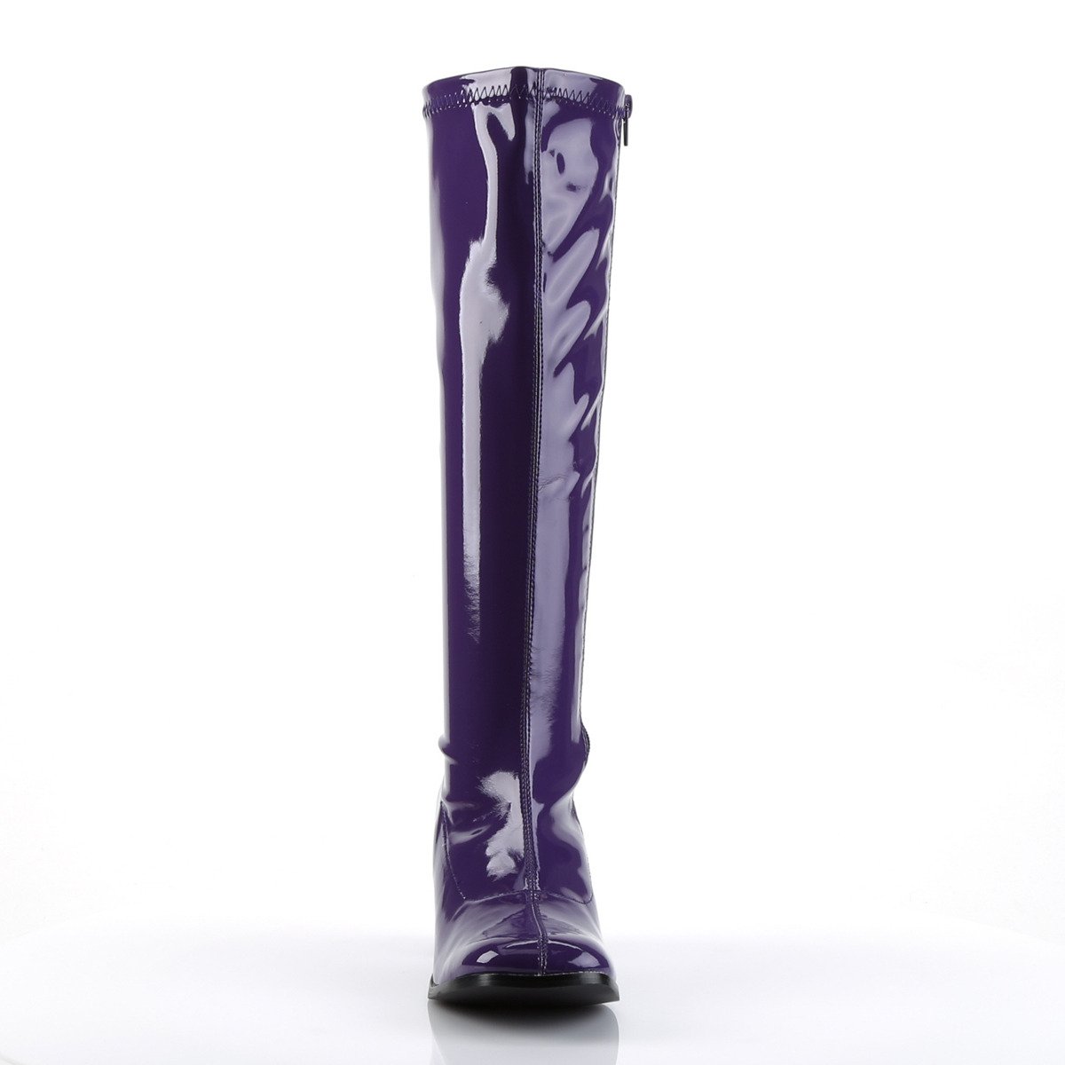 Funtasma Gogo-300 PUR - Shiny Violet Chunky-Heel Knee High Single Sole Boots