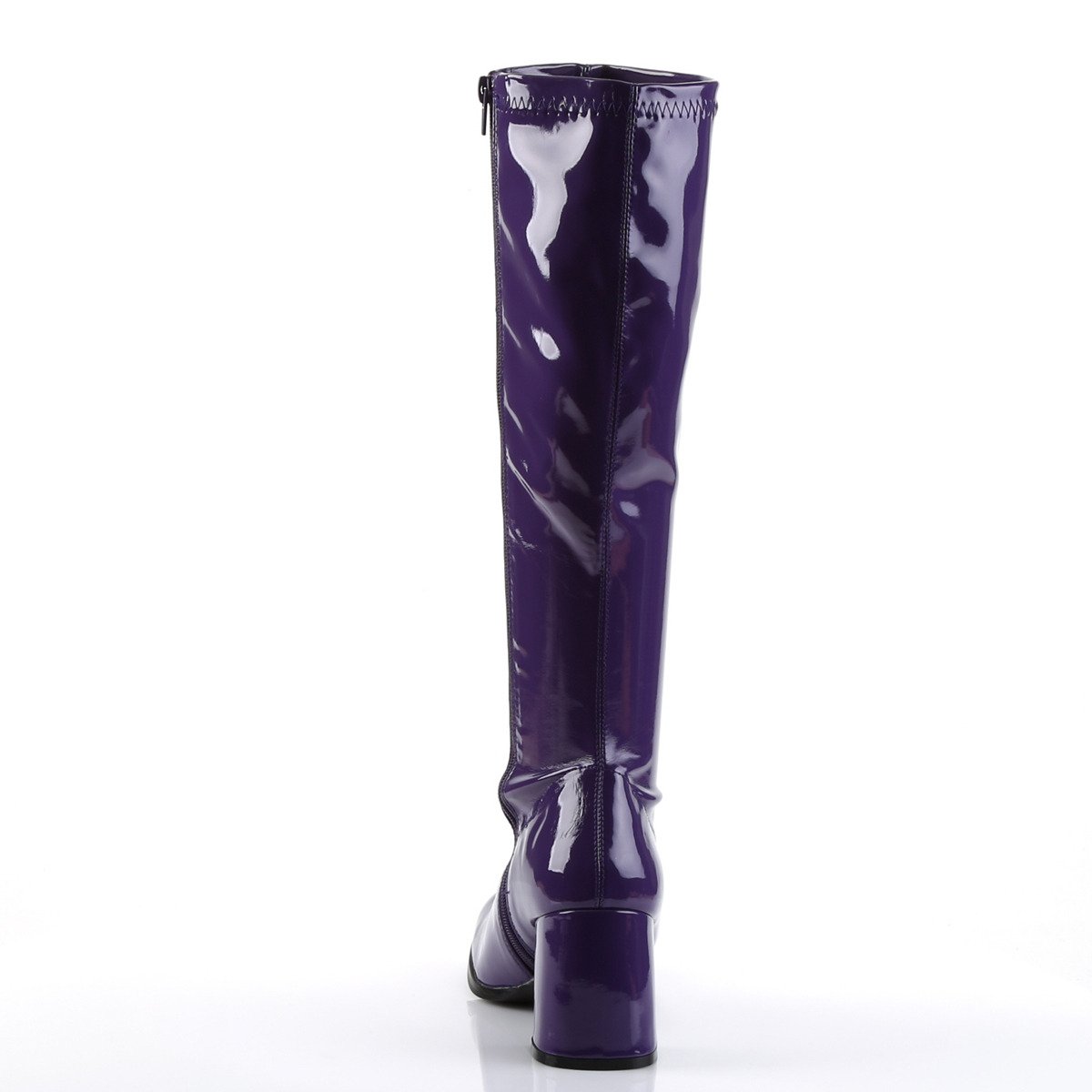 Funtasma Gogo-300 PUR - Shiny Violet Chunky-Heel Knee High Single Sole Boots