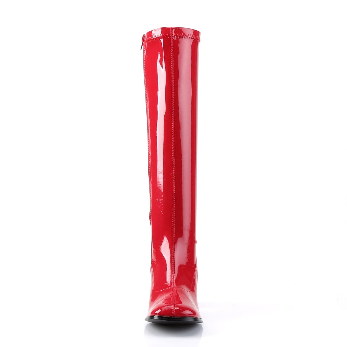 Funtasma Gogo-300 R - Shiny Red Chunky-Heel Knee High Single Sole Boots