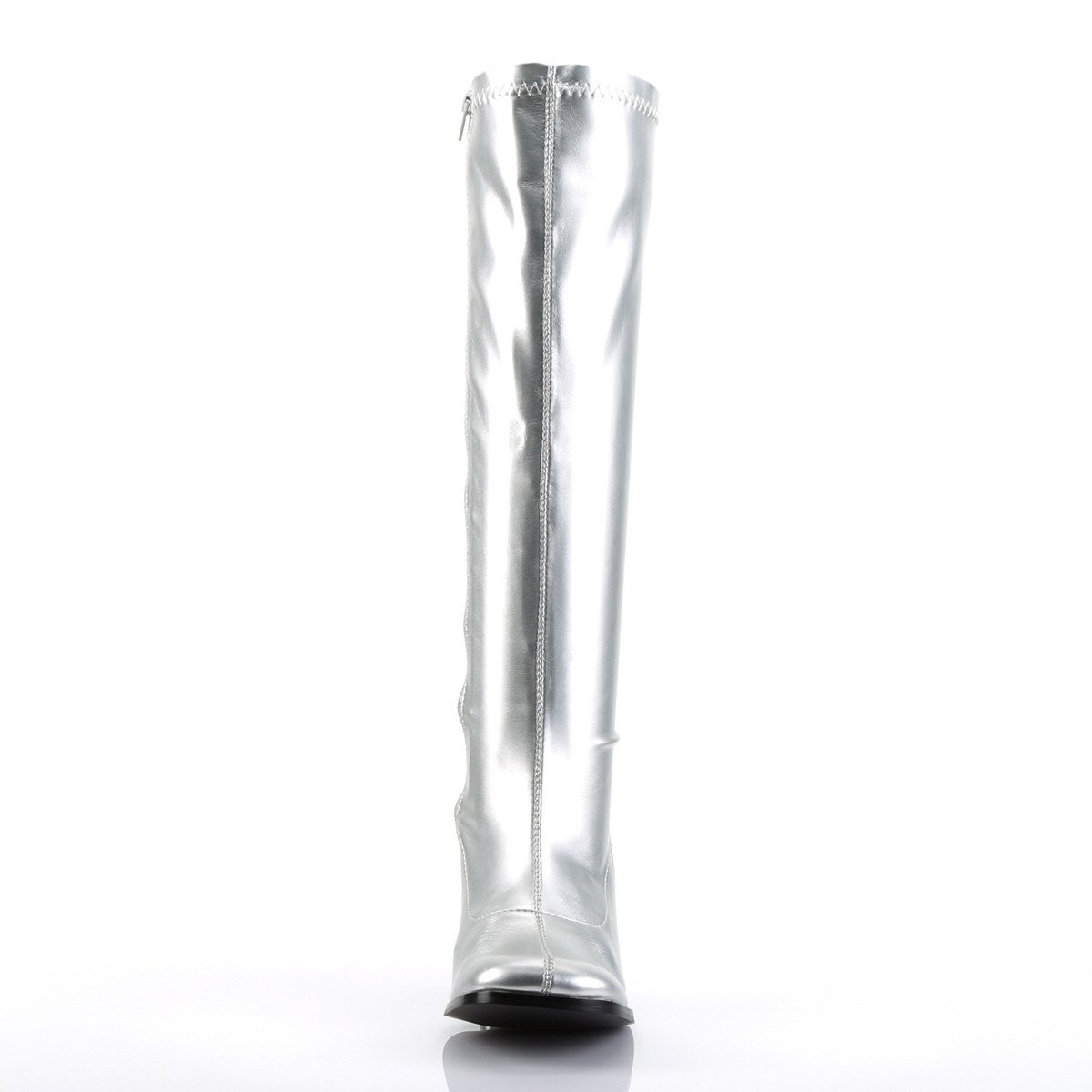 Funtasma Gogo-300 S/PU - Silver Chunky-Heel Knee High Single Sole Boots