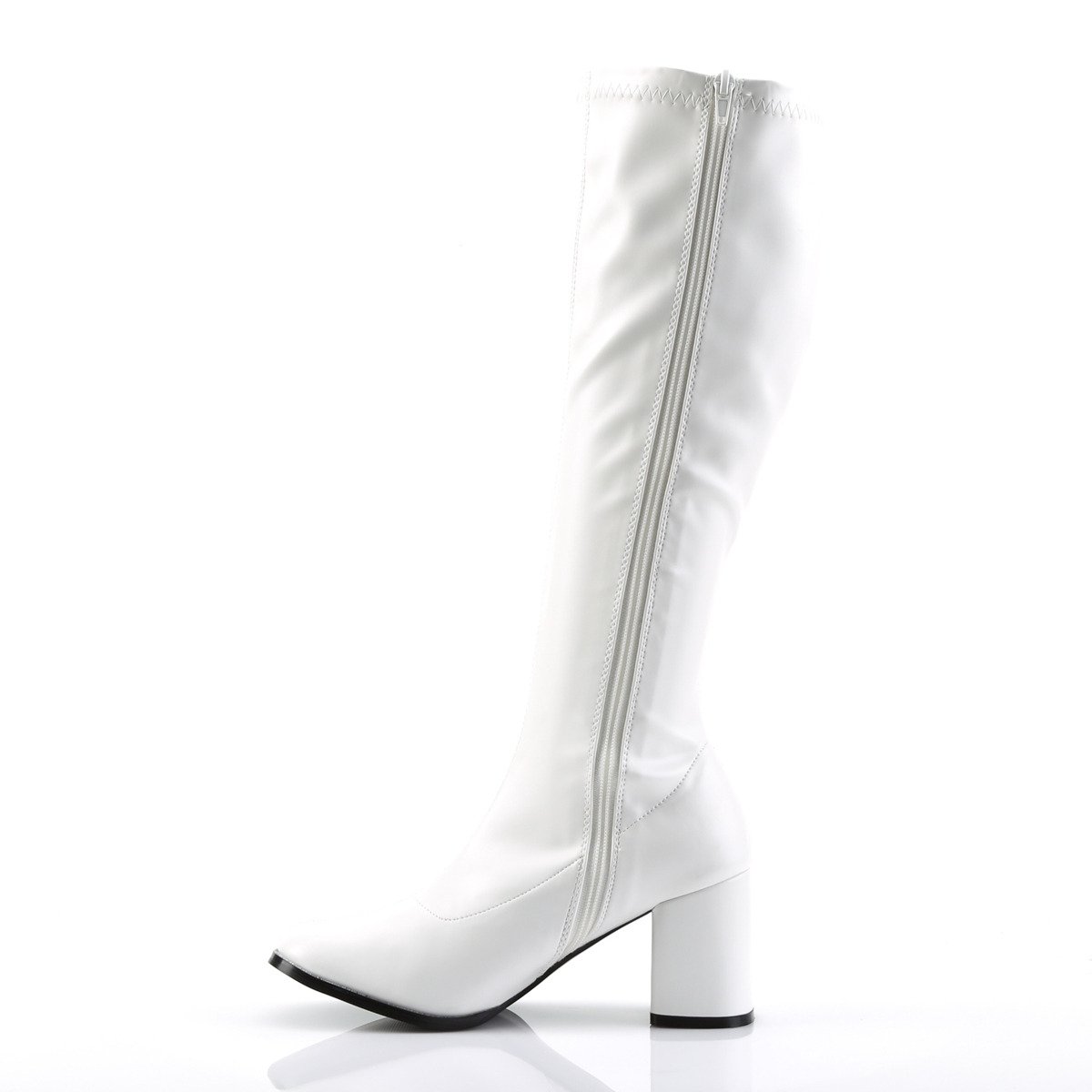 Funtasma Gogo-300 W/PU - White Chunky-Heel Knee High Single Sole Boots