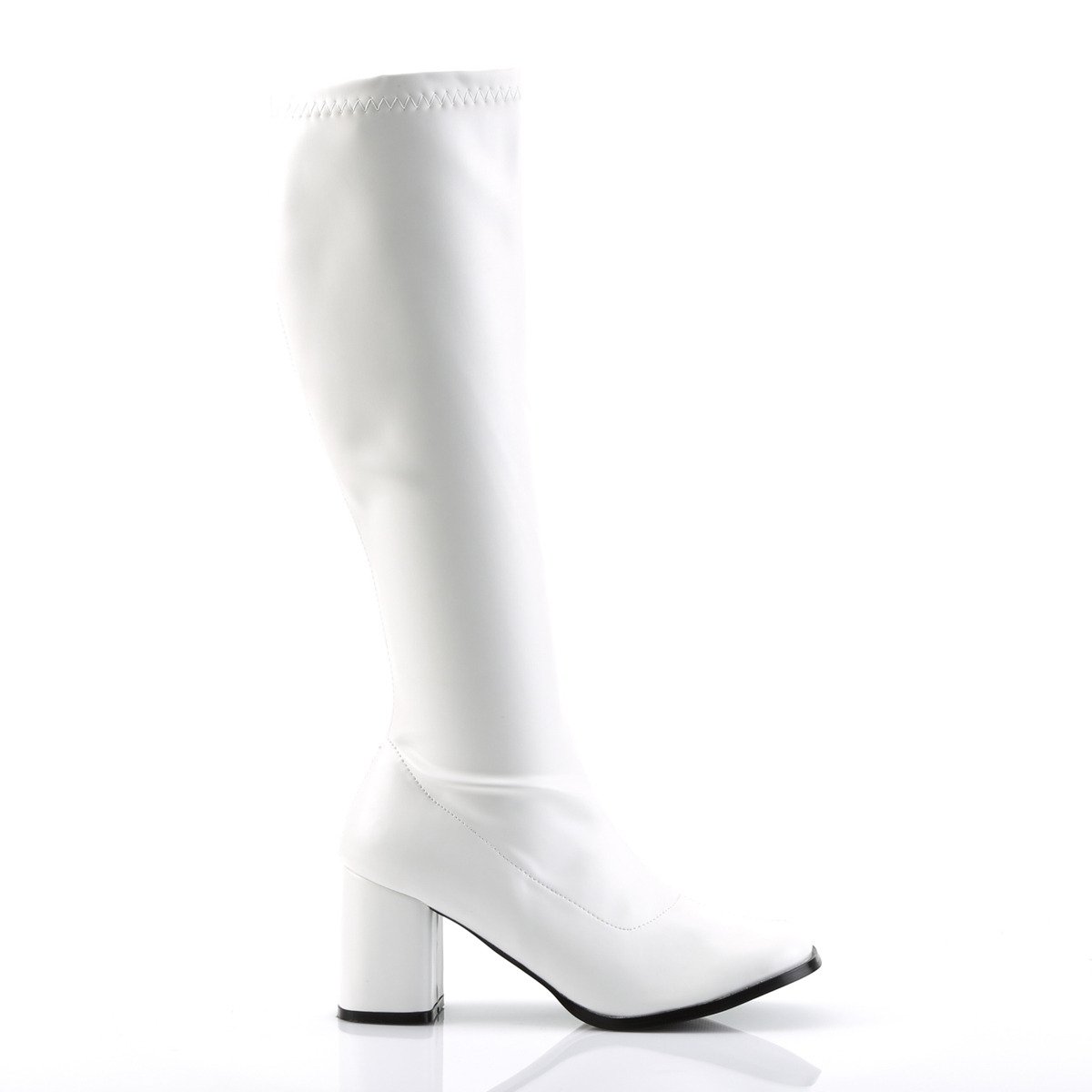 Funtasma Gogo-300 W/PU - White Chunky-Heel Knee High Single Sole Boots