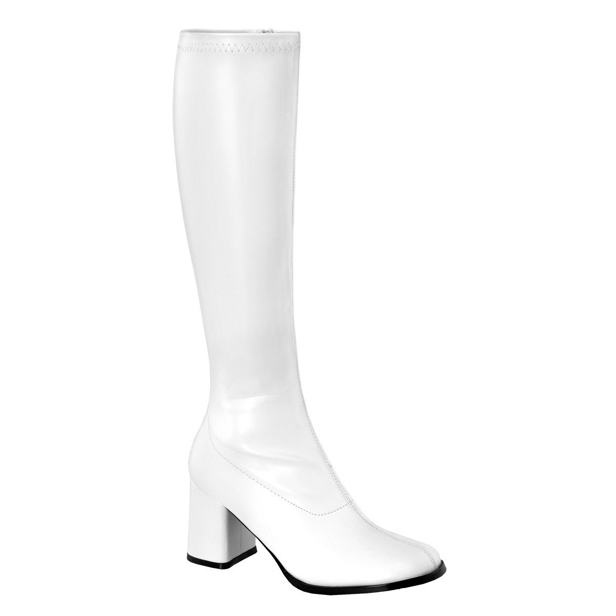 Funtasma Gogo-300 W/PU - White Chunky-Heel Knee High Single Sole Boots