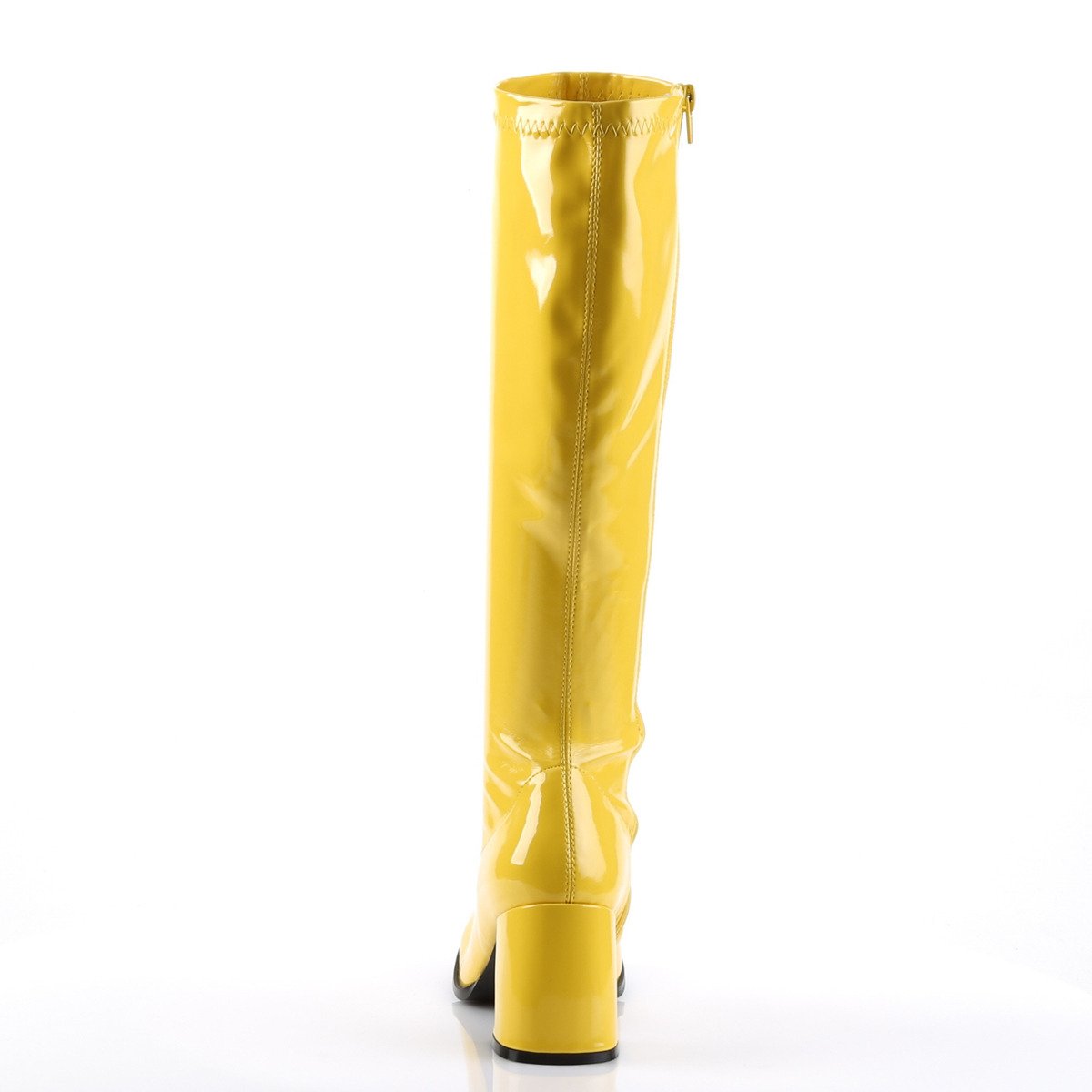 Funtasma Gogo-300 YL - Shiny Yellow Chunky-Heel Knee High Single Sole Boots