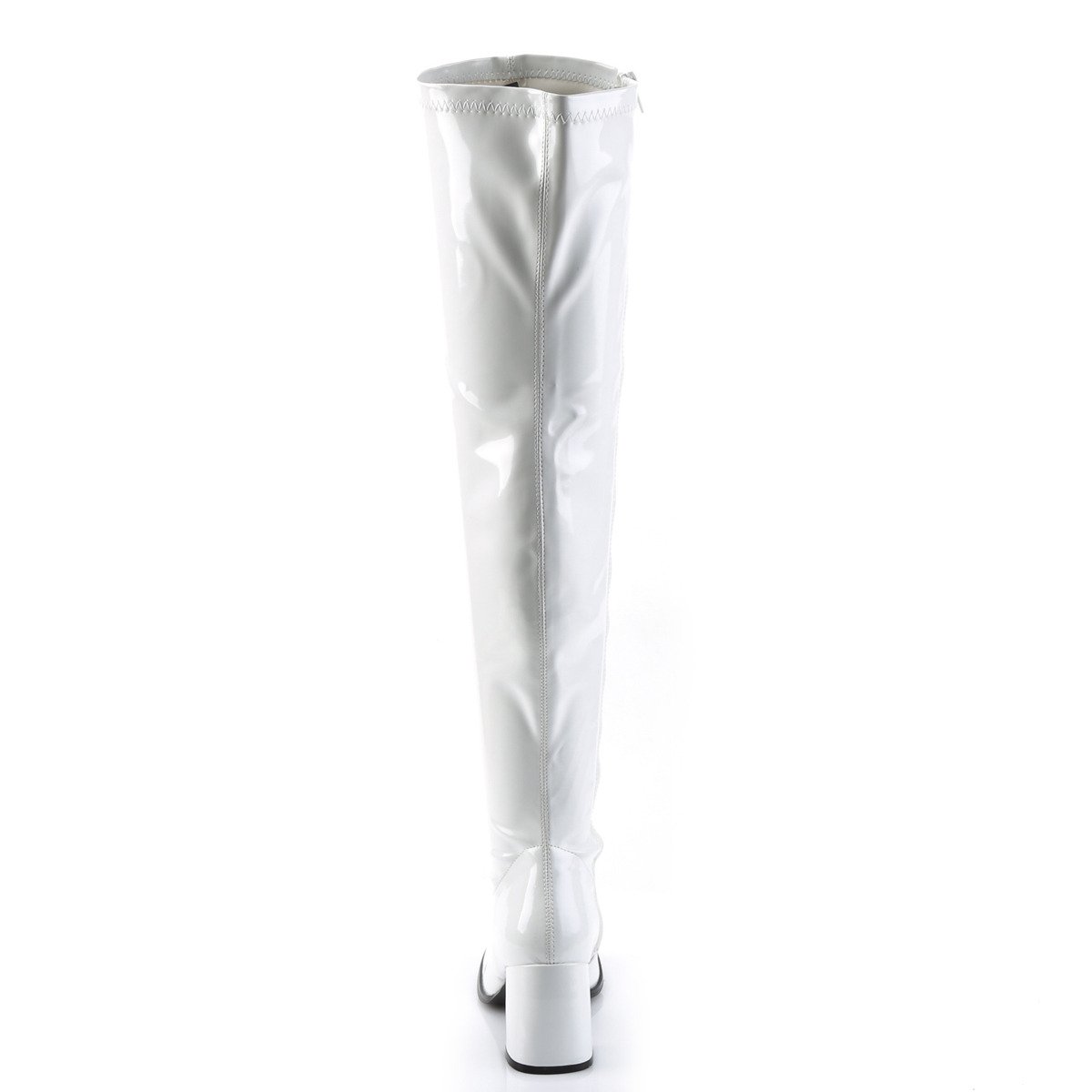 Funtasma Gogo-3000 W - Shiny White Chunky-Heel Single Sole Thigh High Boots