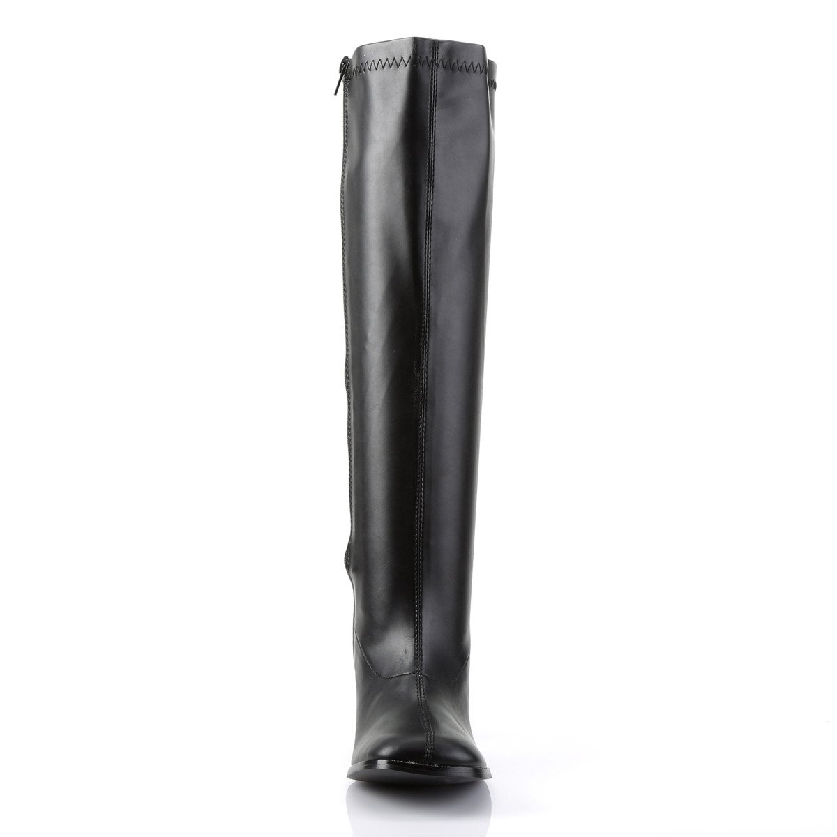 Funtasma Gogo-300WC B/PU - Black Chunky-Heel Knee High Single Sole Boots With Widened Calf