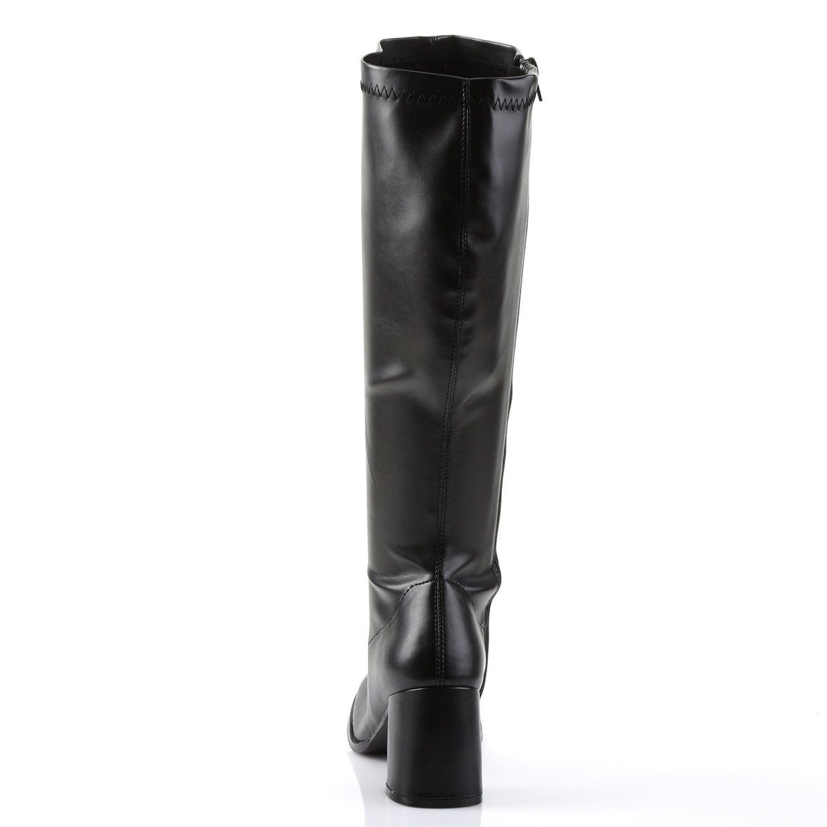 Funtasma Gogo-300WC B/PU - Black Chunky-Heel Knee High Single Sole Boots With Widened Calf