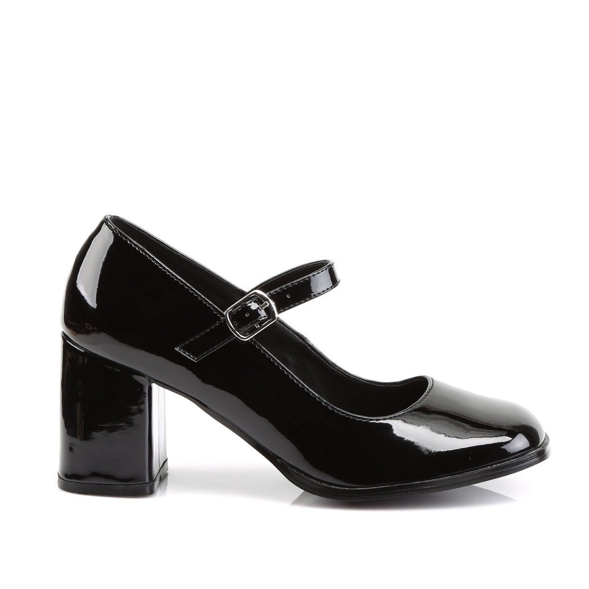 Funtasma Gogo-50 B - Shiny Black Chunky-Heel Mary Jane Shoes