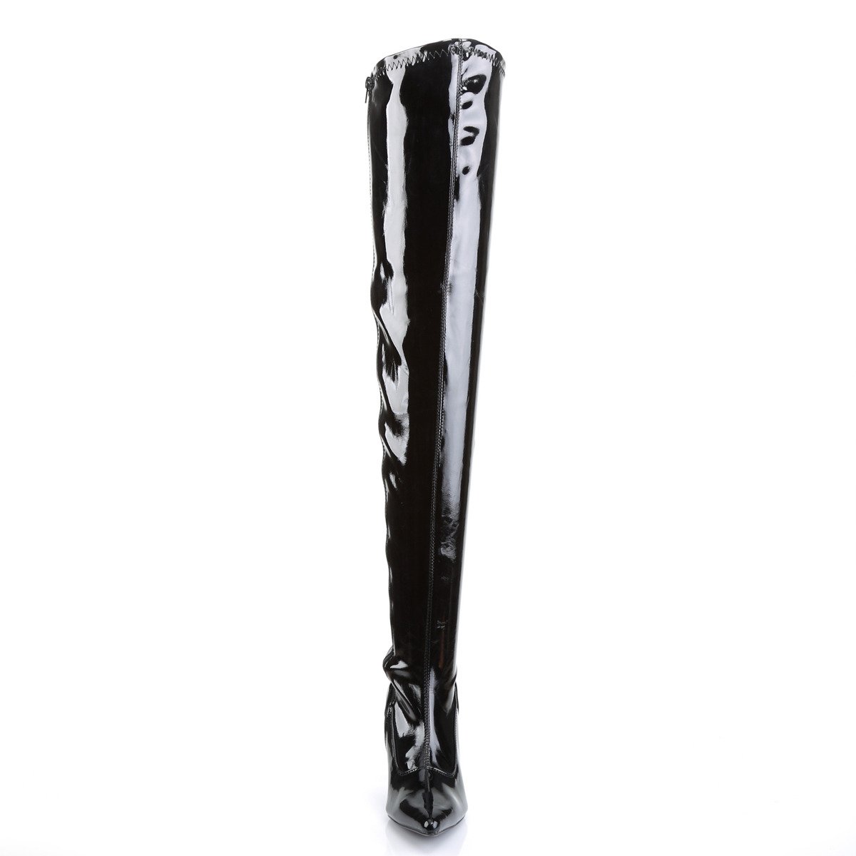 Funtasma Lust-3000 B - Shiny Black Heeled Single Sole Thigh High Boots