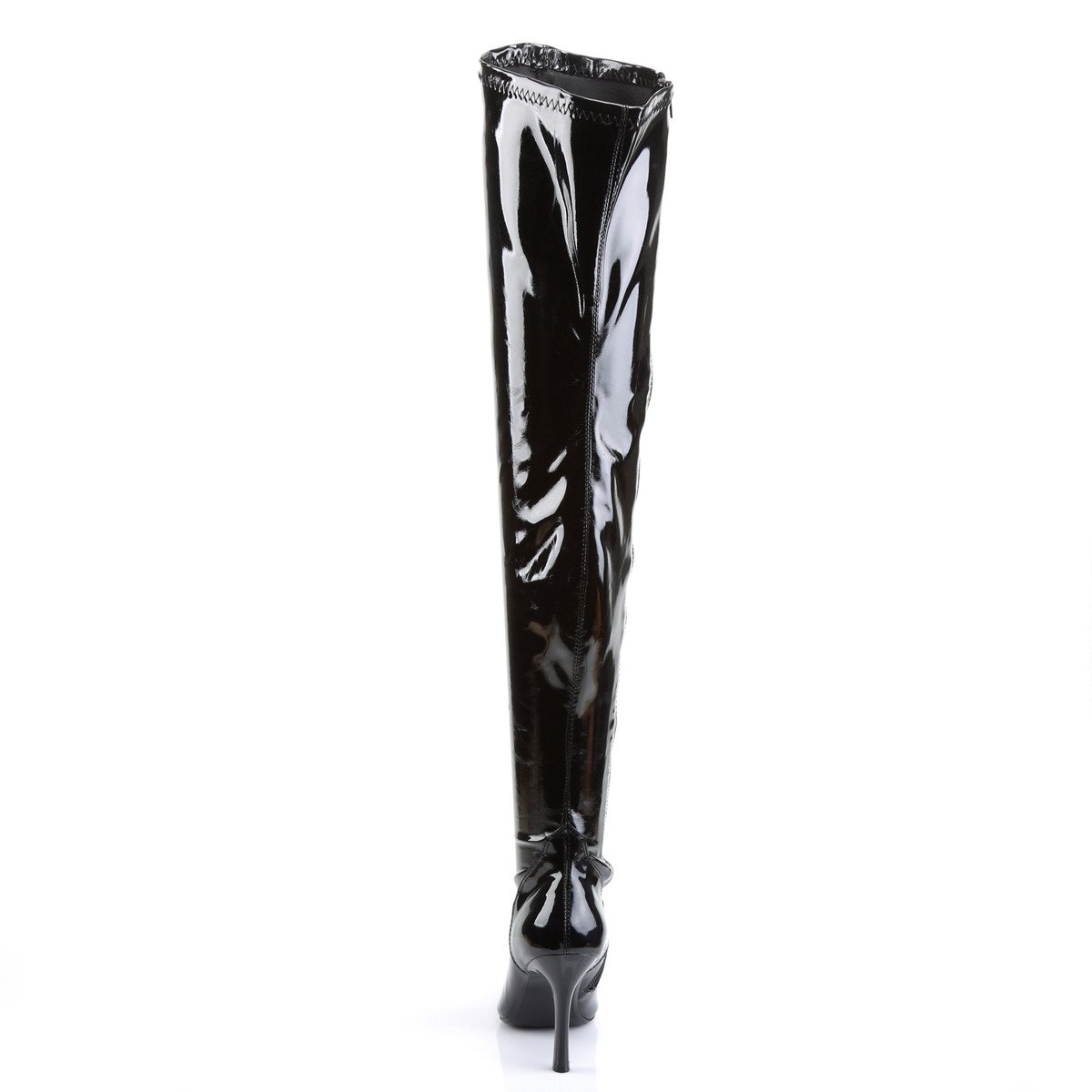 Funtasma Lust-3000 B - Shiny Black Heeled Single Sole Thigh High Boots