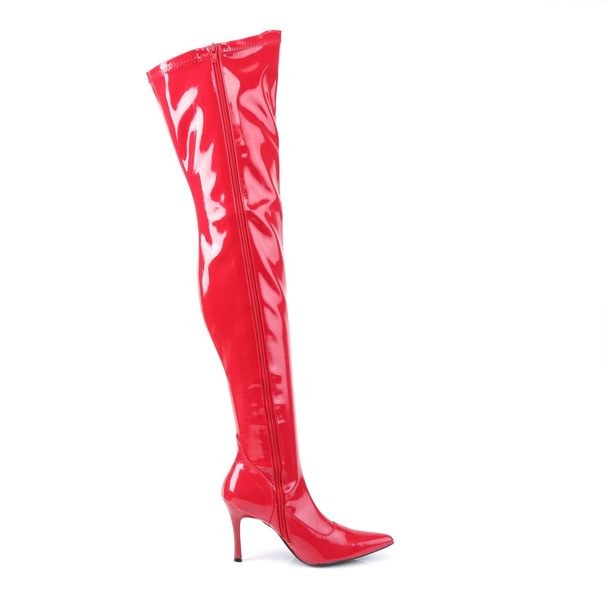 Funtasma Lust-3000 R - Shiny Red Heeled Single Sole Thigh High Boots