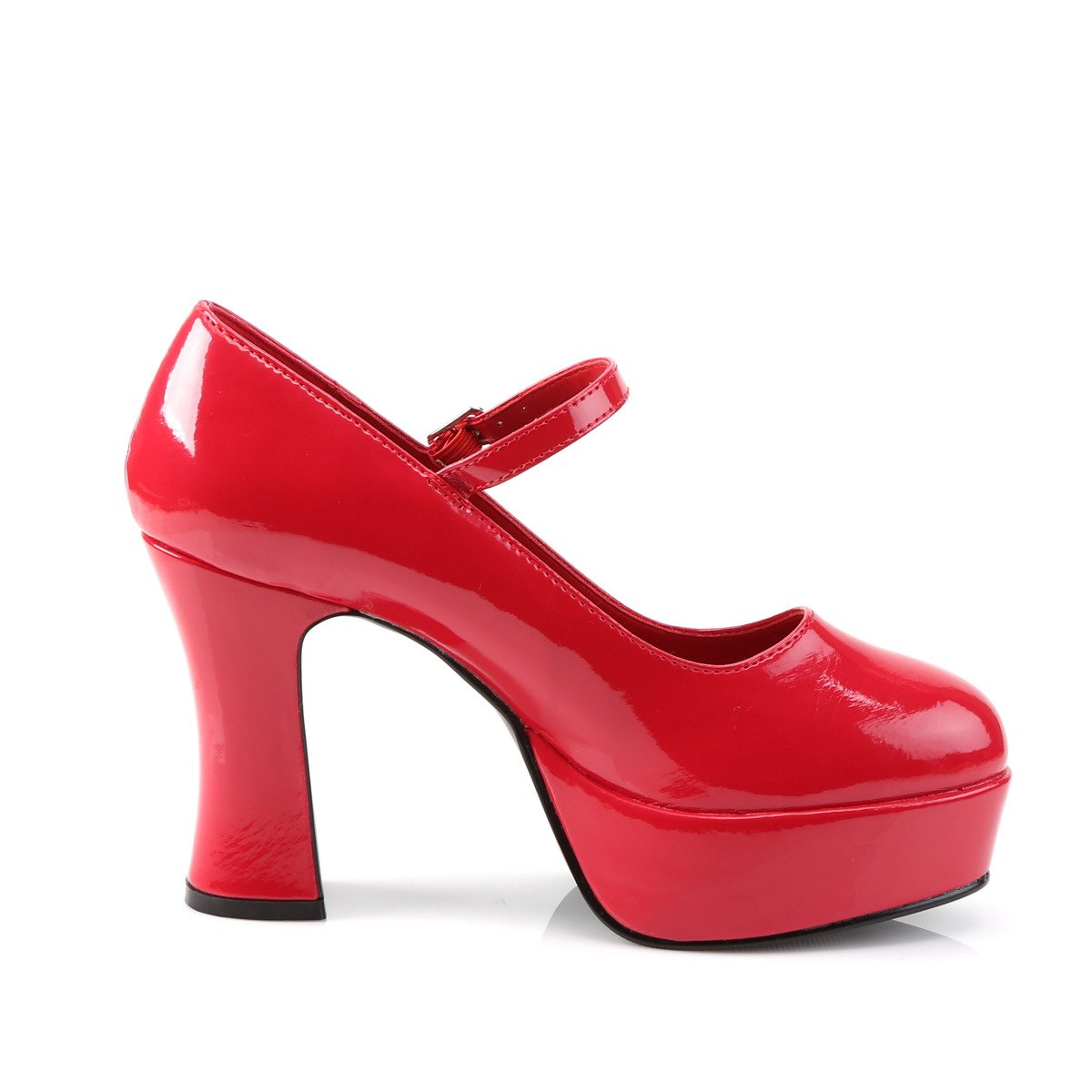 Funtasma Maryjane-50 R - Shiny Red Platform High Chunky-Heel Mary Jane Shoes