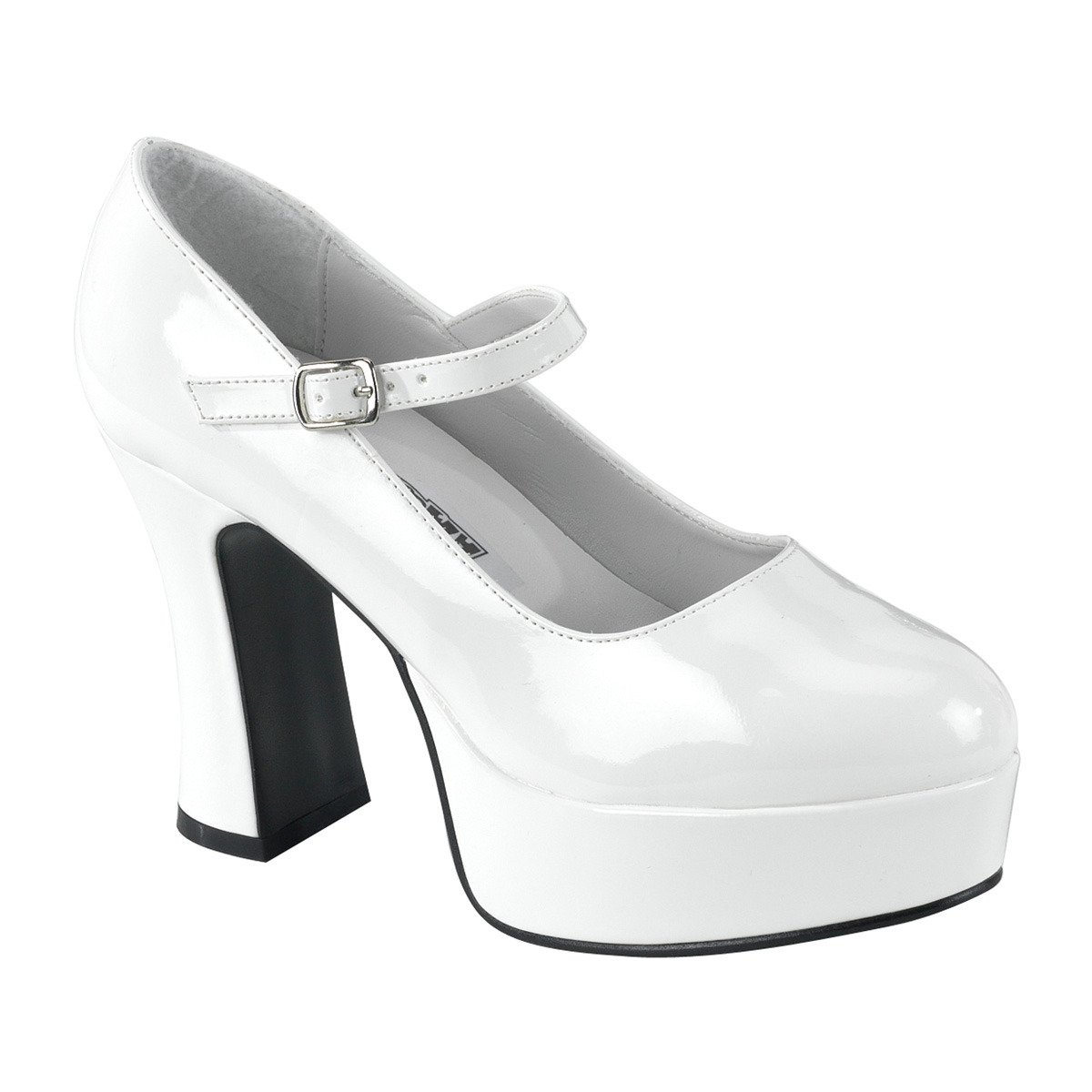 Funtasma Maryjane-50 W - Shiny White Platform High Chunky-Heel Mary Jane Shoes