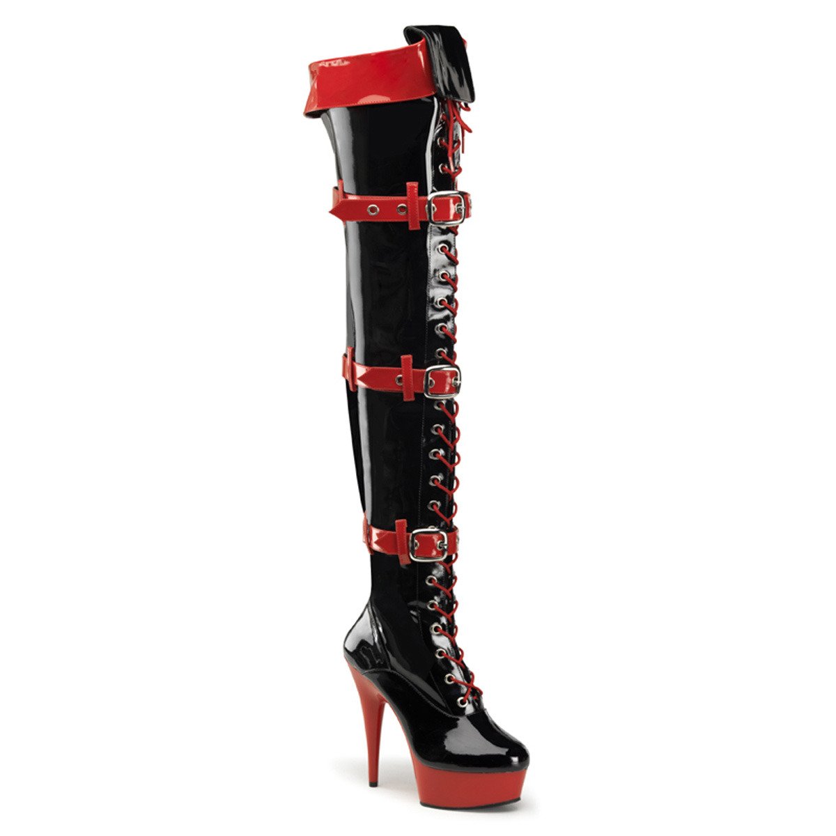 Funtasma Medic-3028 BRPT - Shiny Black Platform High-Heel Thigh High Boots