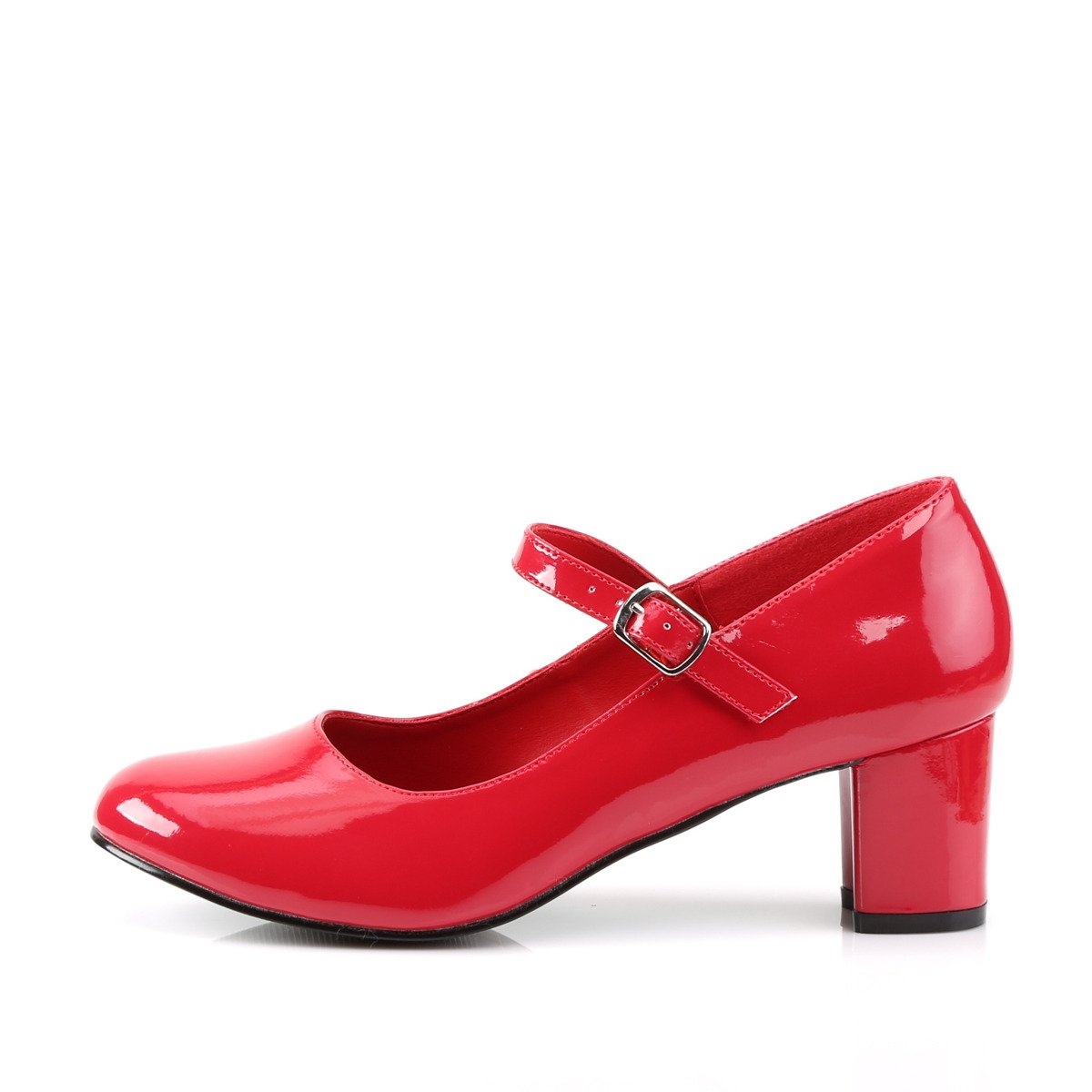 Funtasma Schoolgirl-50 R - Shiny Red Chunky-Heel Mary Jane Shoes