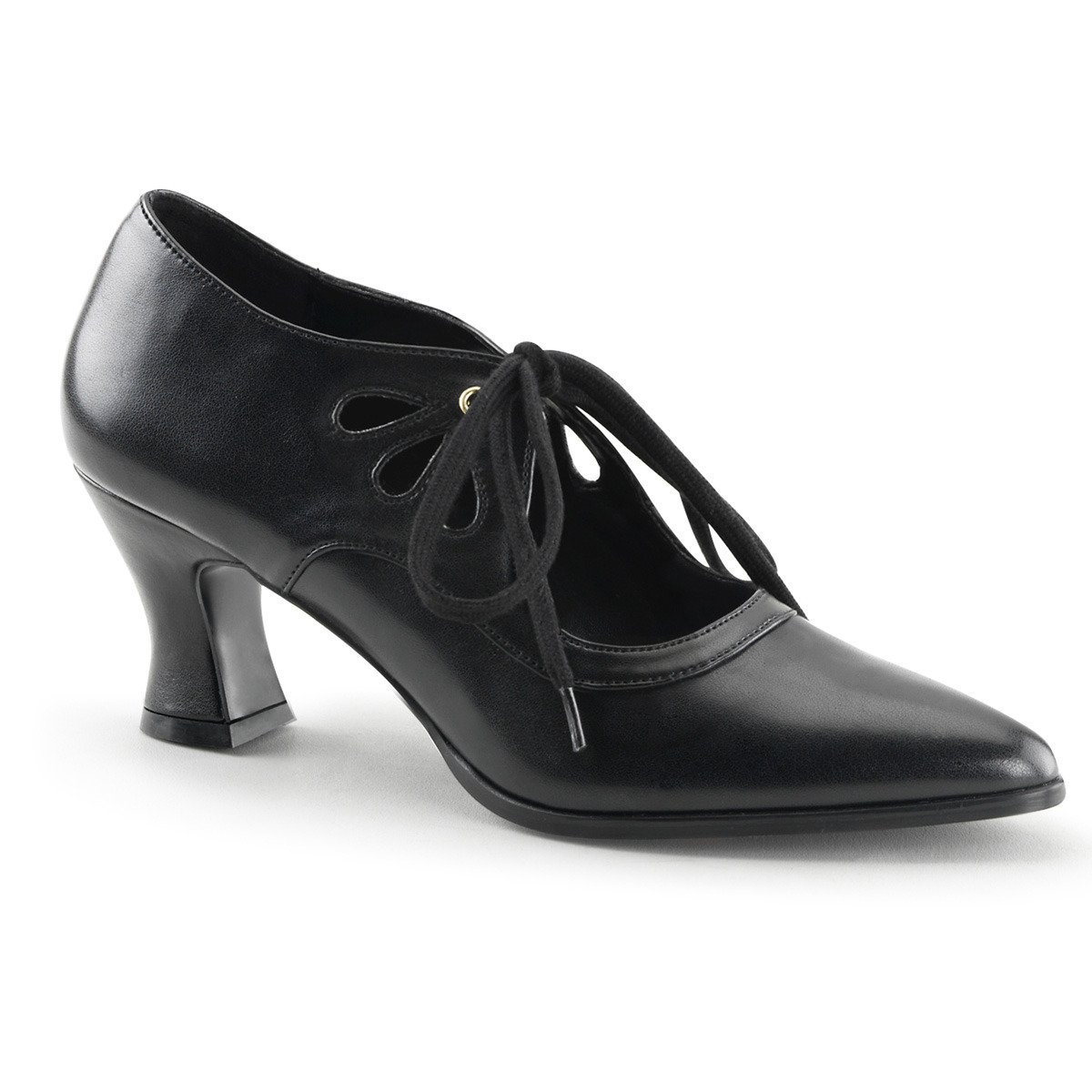 Funtasma Victorian-03 BPU - Black Chunky-Heel Victorian Shoes