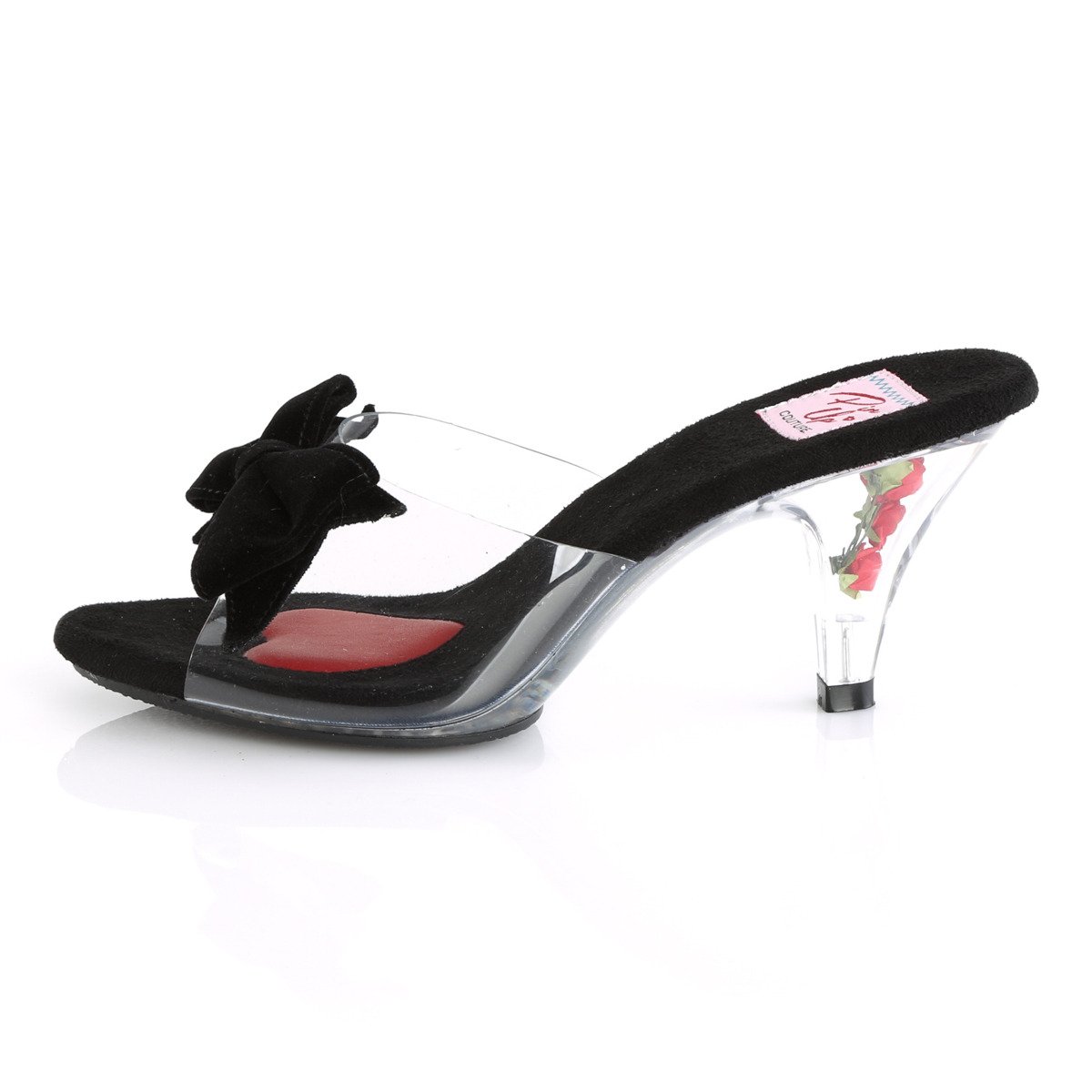 Pin Up Couture Belle-301BOW C-B/C - Clear Heeled Single Sole Slides