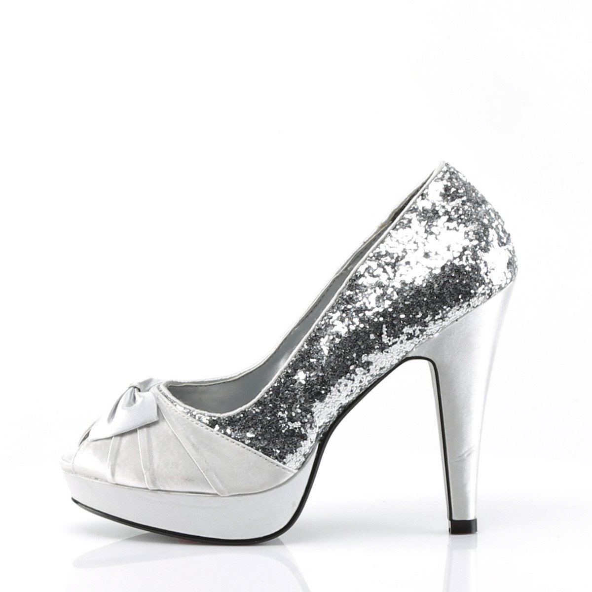 Pin Up Couture Bettie-10 SG-SA - Silver Peep Toe Heels