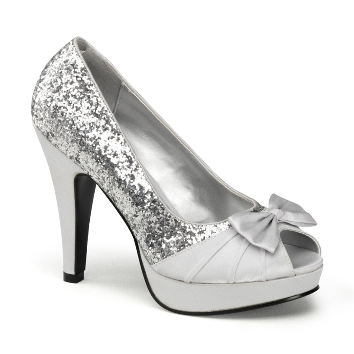 Pin Up Couture Bettie-10 SG-SA - Silver Peep Toe Heels
