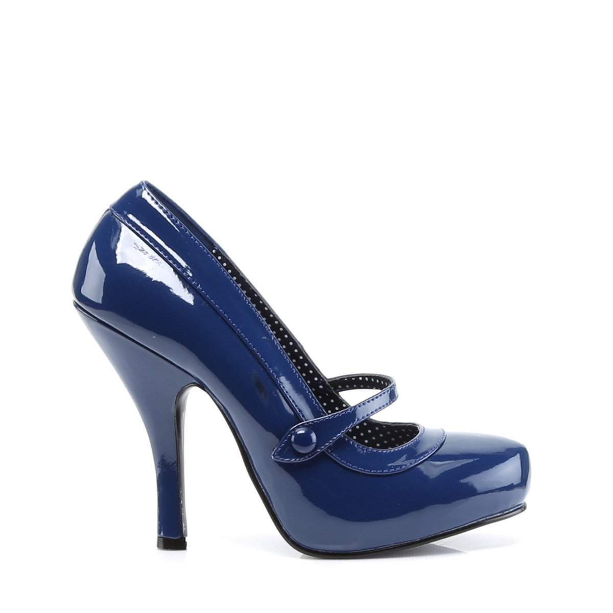 Pin Up Couture Cutiepie-02 NBPT - Shiny Blue Pumps With Straps