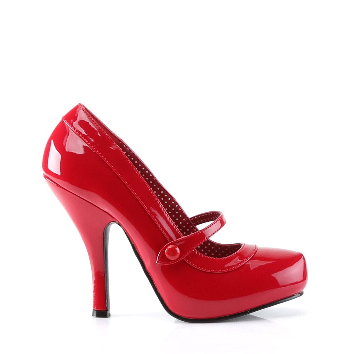 Pin Up Couture Cutiepie-02 RPT - Shiny Red Pumps With Straps