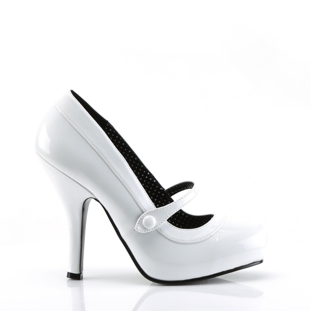 Pin Up Couture Cutiepie-02 WPT - Shiny White Pumps With Straps