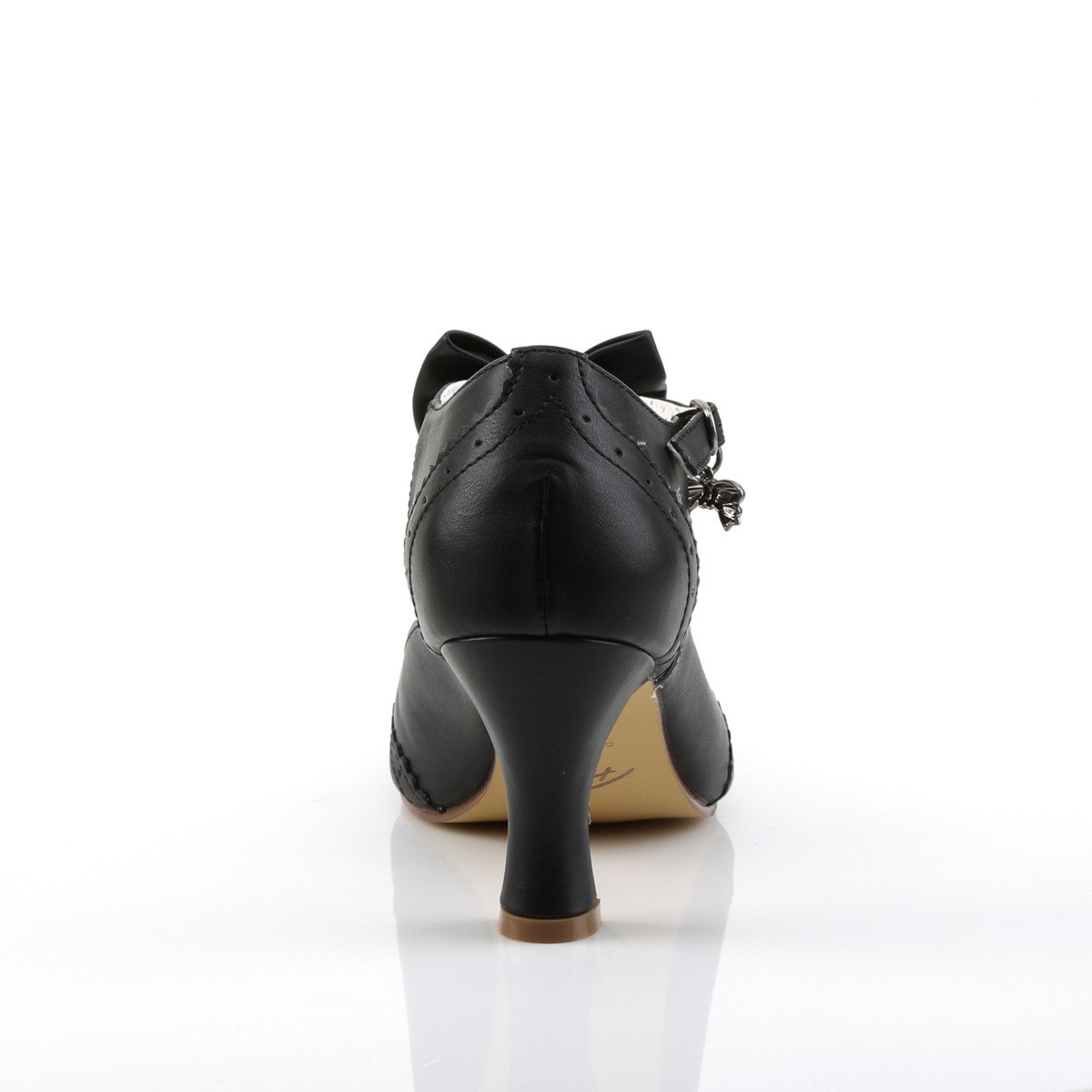 Pin Up Couture Flapper-11 BPU - Black Chunky-Heel Single Sole Pumps With Straps