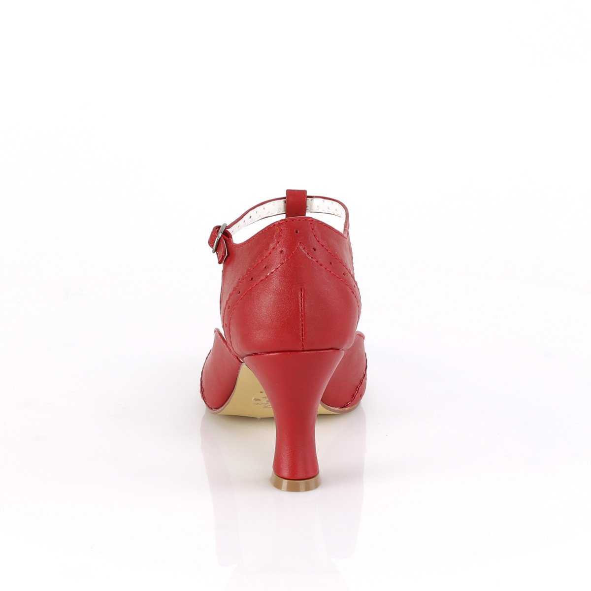 Pin Up Couture Flapper-26 RPU - Red Chunky-Heel Single Sole Pumps With Straps