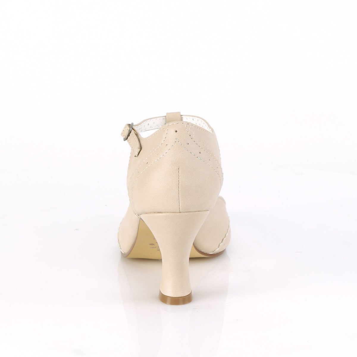 Pin Up Couture Flapper-26 CRPU - Beige Chunky-Heel Single Sole Pumps With Straps