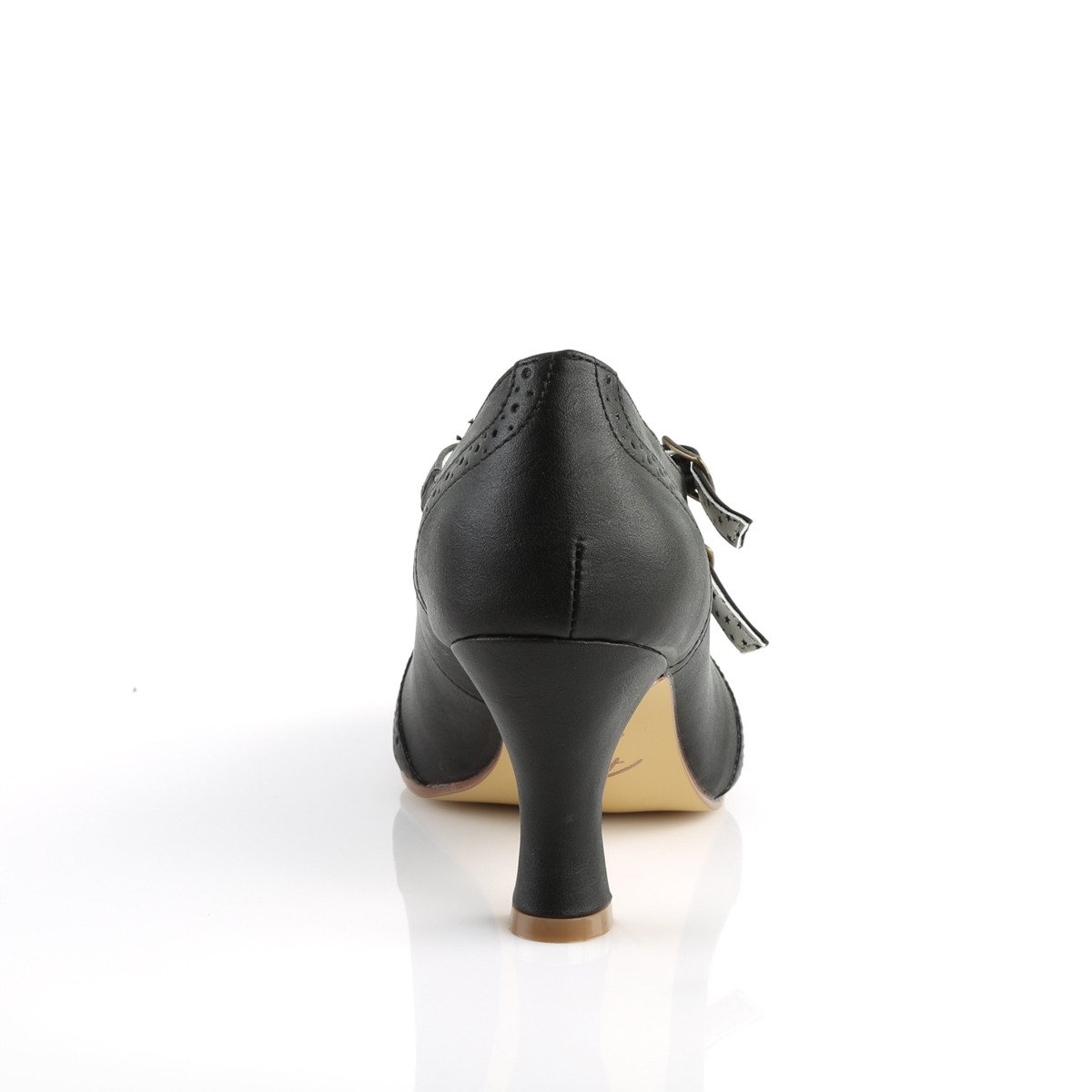 Pin Up Couture Flapper-35 BPU - Black Chunky-Heel Single Sole Pumps With Straps