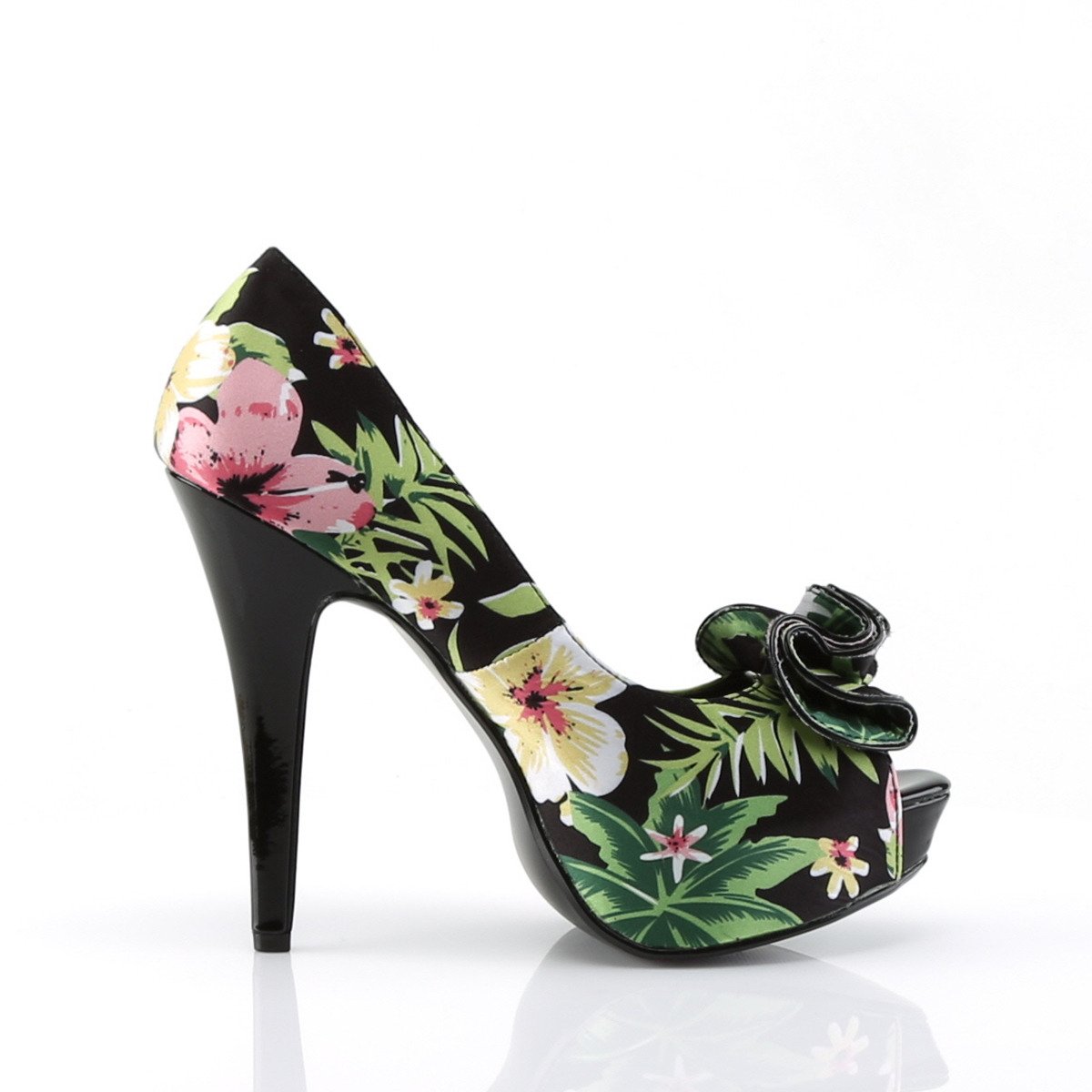 Pin Up Couture Lolita-11 BFP - Black High-Heel Peep Toe Heels