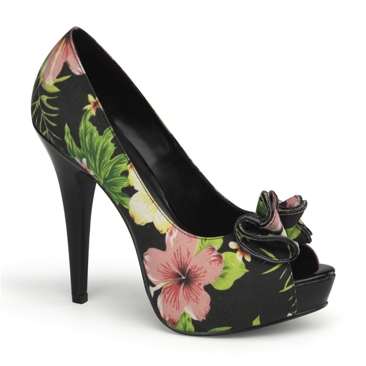 Pin Up Couture Lolita-11 BFP - Black High-Heel Peep Toe Heels