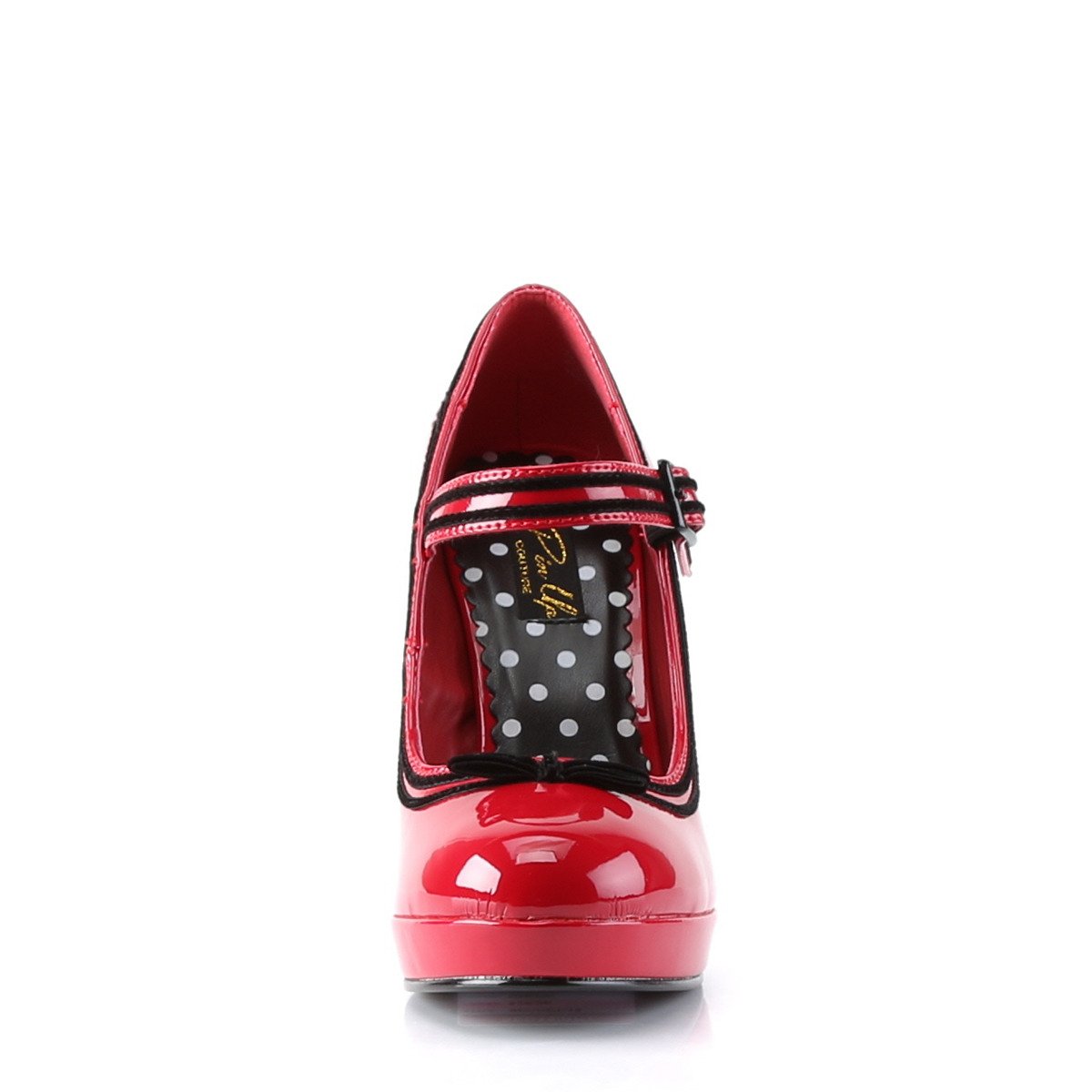 Pin Up Couture Secret-15 RPT - Shiny Red High-Heel Single Sole Pumps With Straps