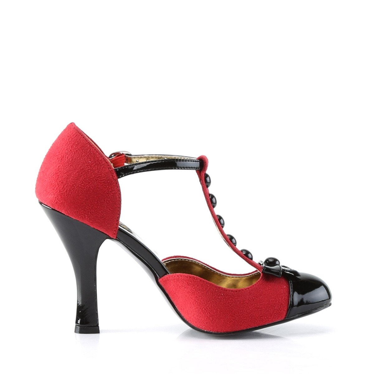 Pin Up Couture Smitten-10 RMCSUE-BPT - Shiny Red High-Heel Single Sole Pumps With Straps