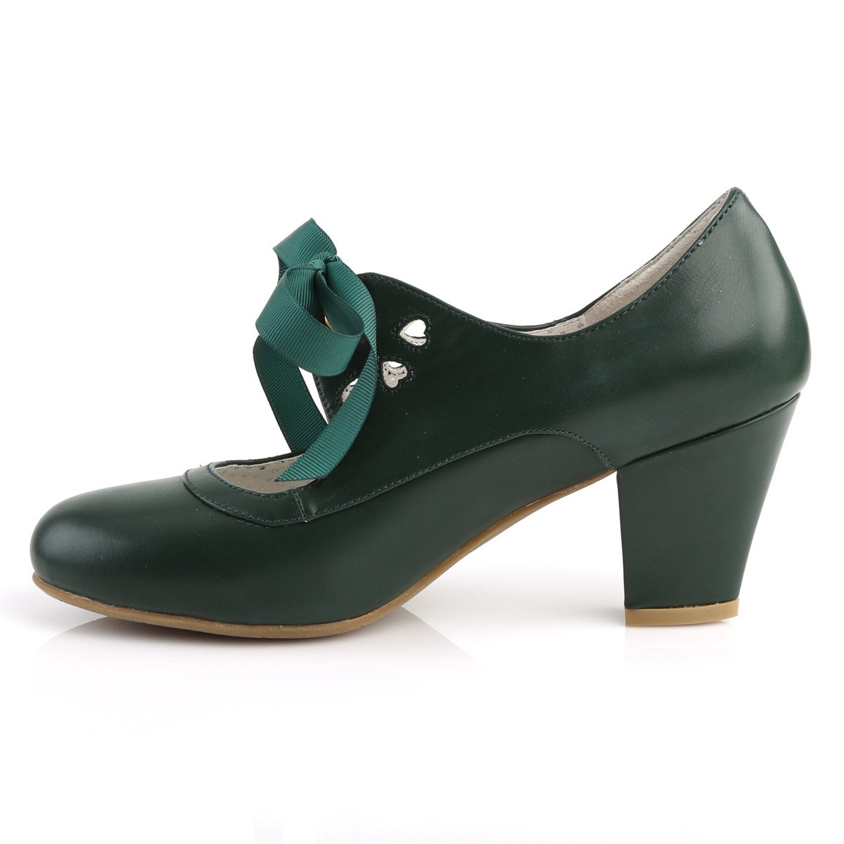 Pin Up Couture Wiggle-32 DGNPU - Green Chunky-Heel Single Sole Pumps With Straps