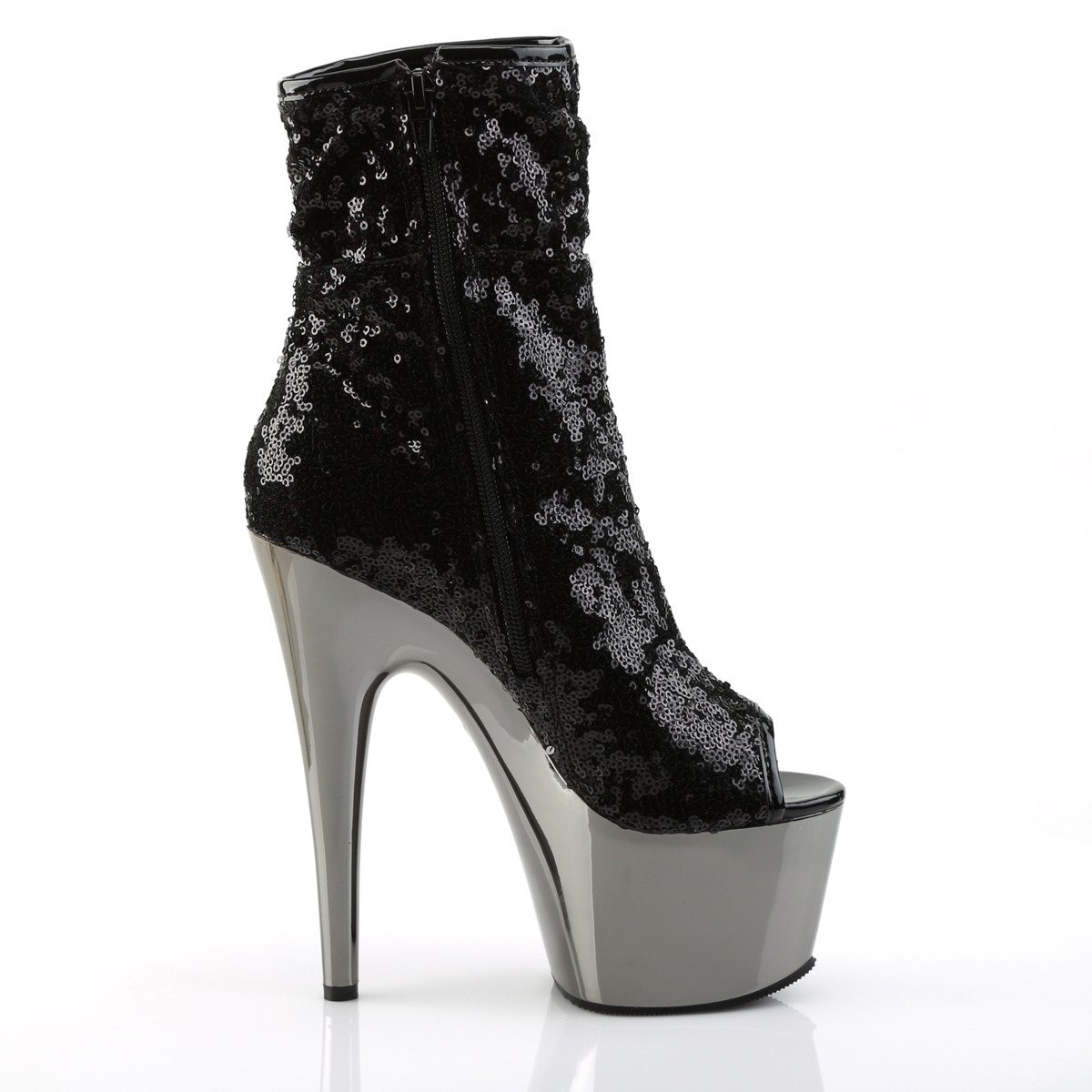 Pleaser Adore-1008SQ B/PWCH - Black High-Platform Ankle Boots