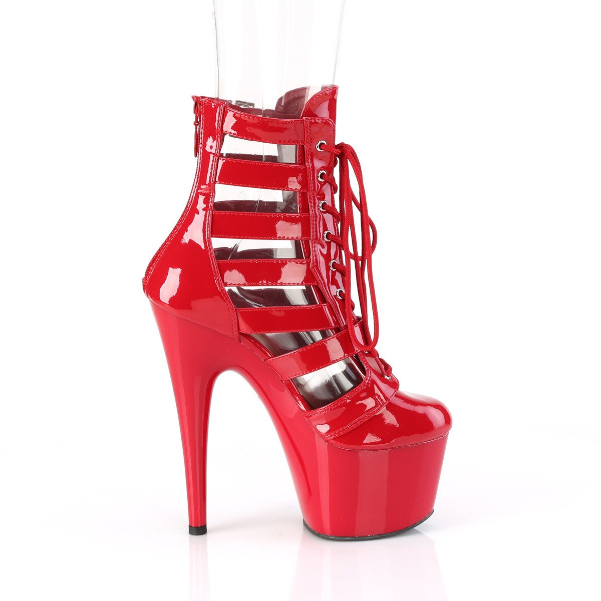 Pleaser Adore-1013MST R/M - Shiny Red High-Platform Strap Heels