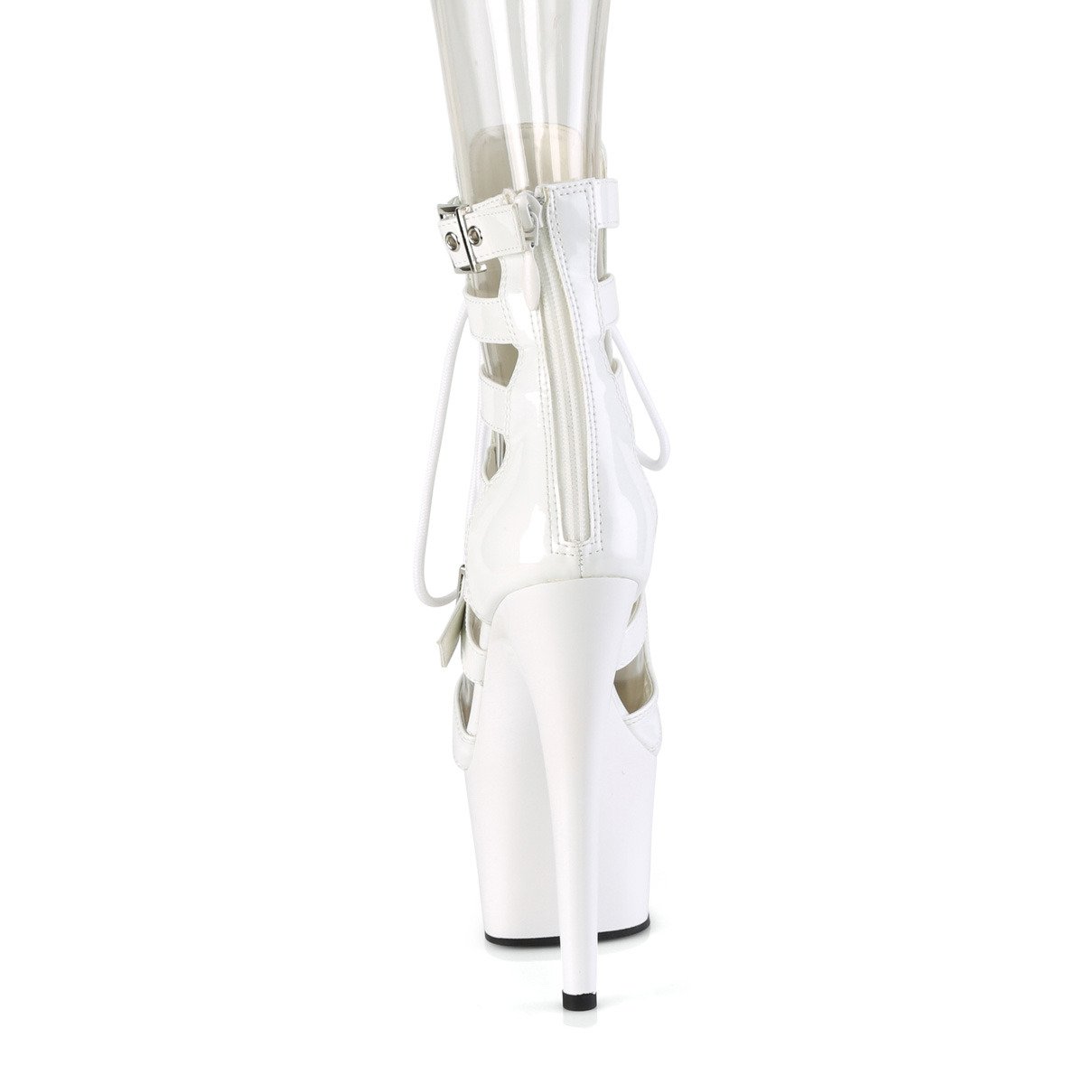 Pleaser Adore-1013MST W/M - Shiny White High-Platform Strap Heels