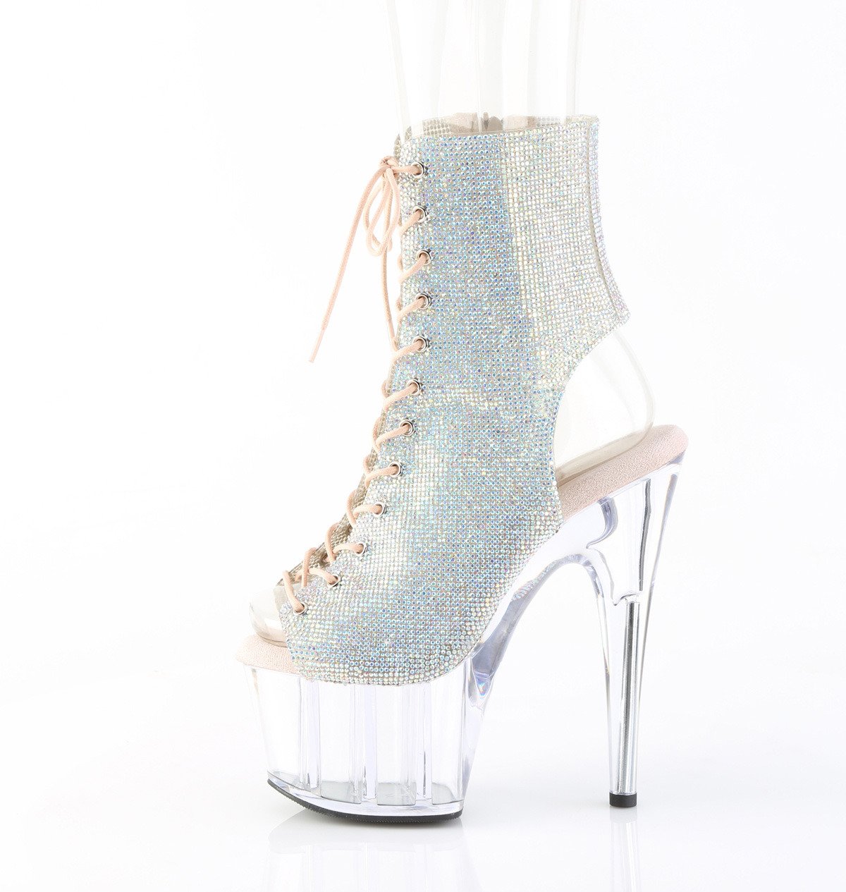 Pleaser Adore-1016C-RS SRS/C - White High-Platform Peep Toe Boots