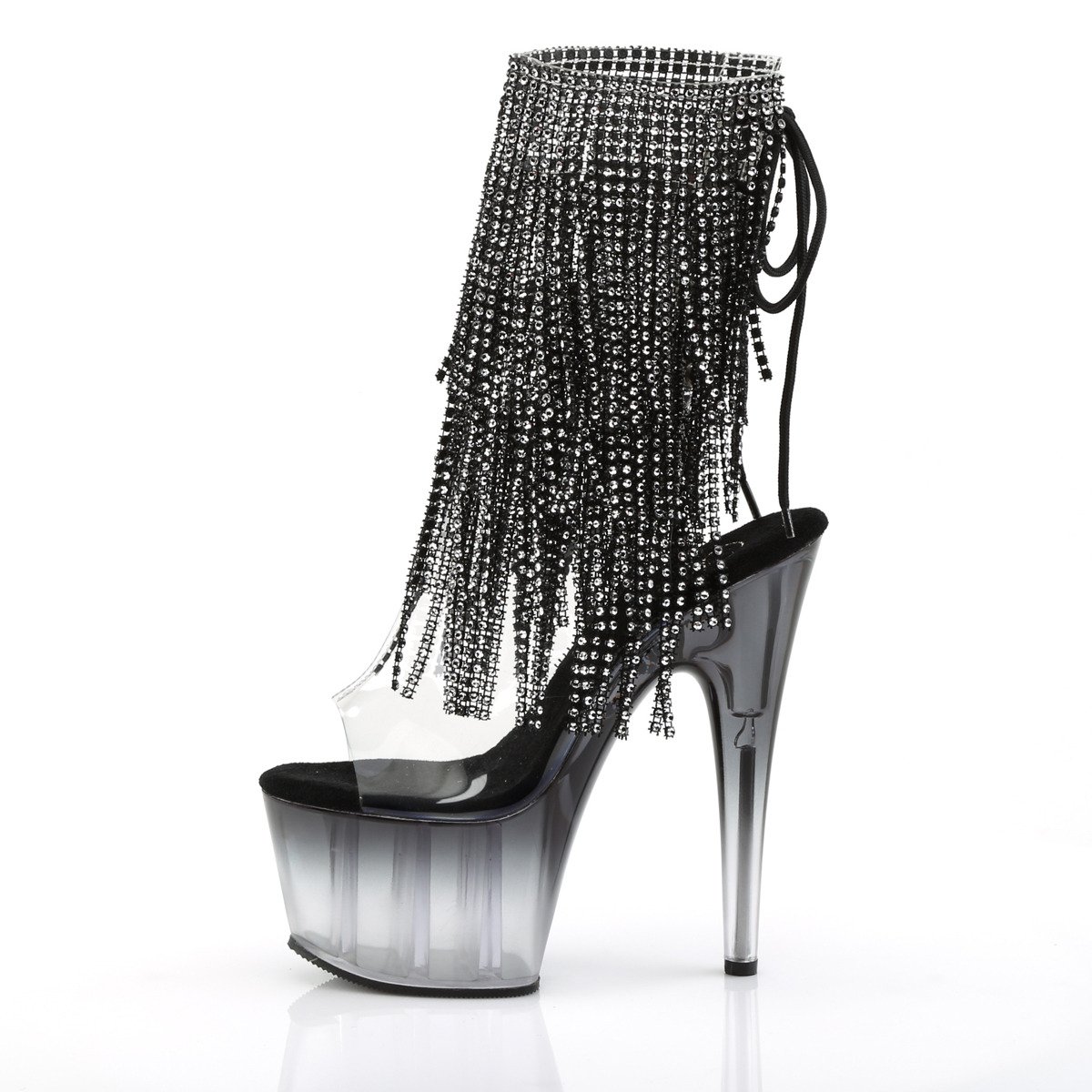 Pleaser Adore-1017RSFT C-B/M - Clear High-Platform Peep Toe Boots