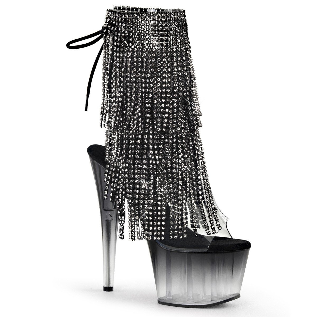 Pleaser Adore-1017RSFT C-B/M - Clear High-Platform Peep Toe Boots