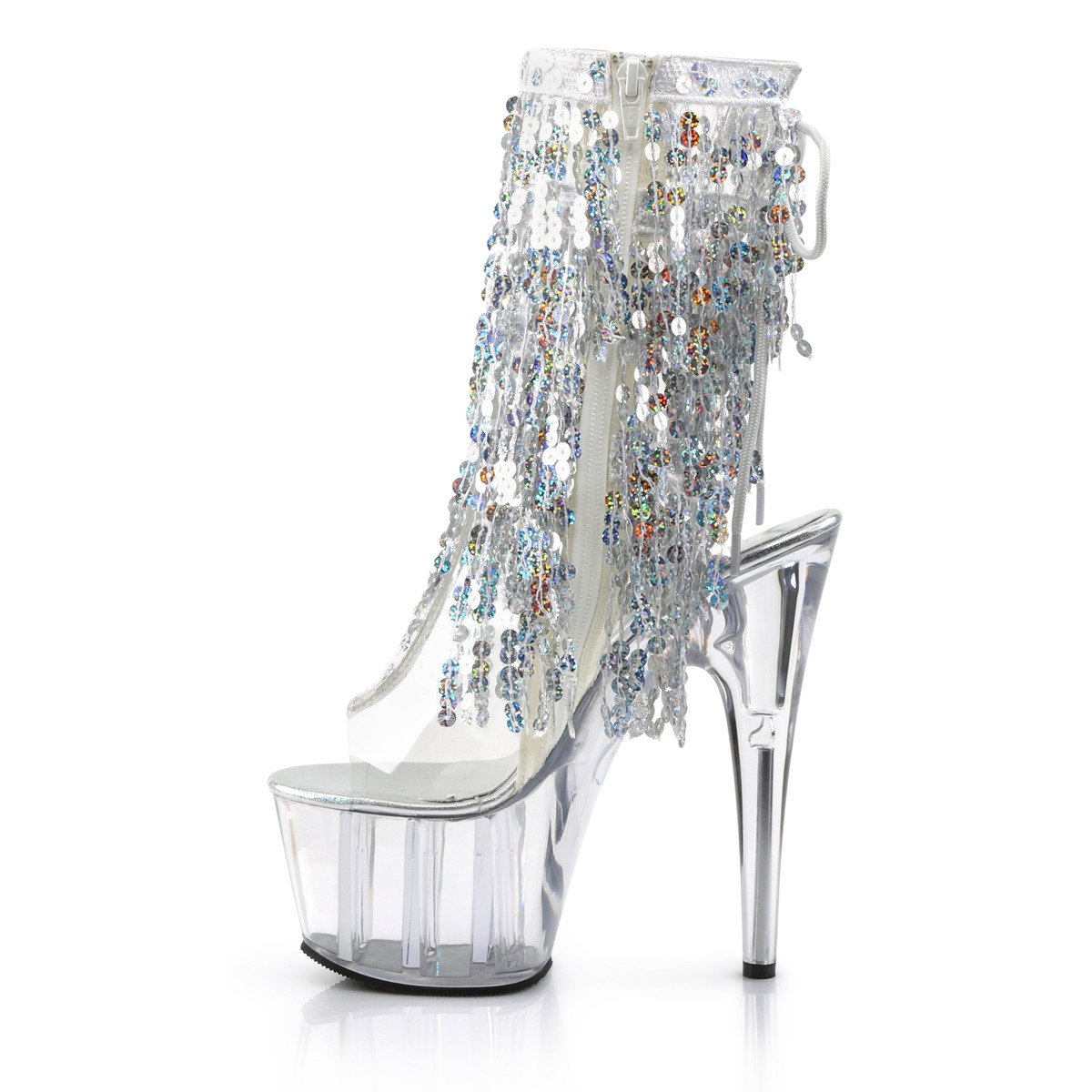 Pleaser Adore-1017SQF C-S/C - Clear High-Platform Peep Toe Boots