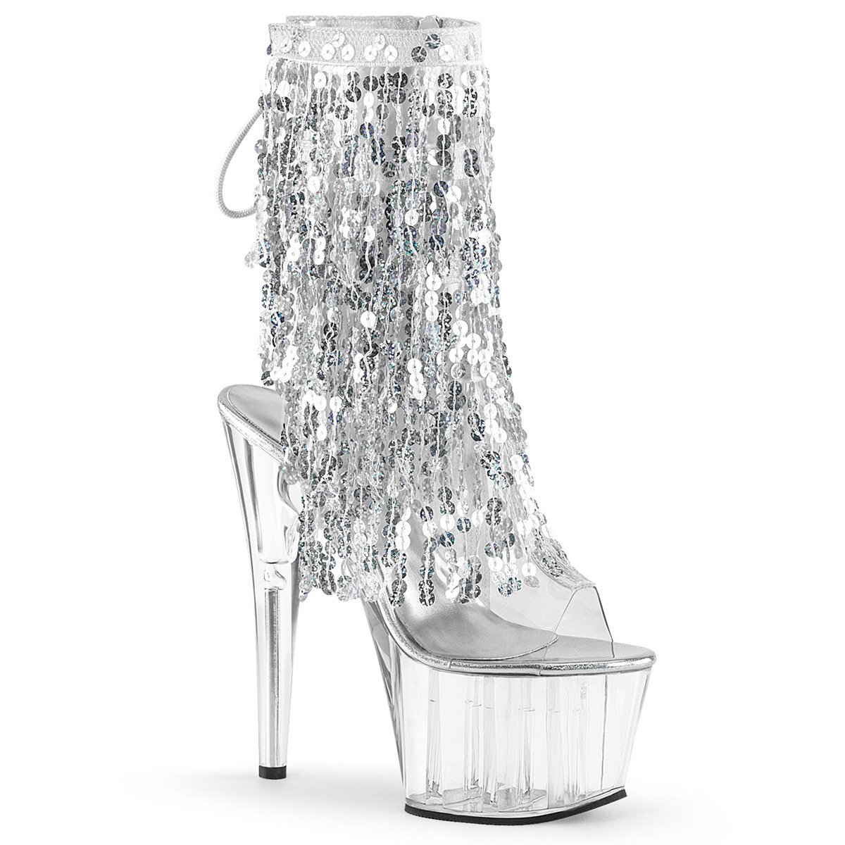 Pleaser Adore-1017SQF C-S/C - Clear High-Platform Peep Toe Boots