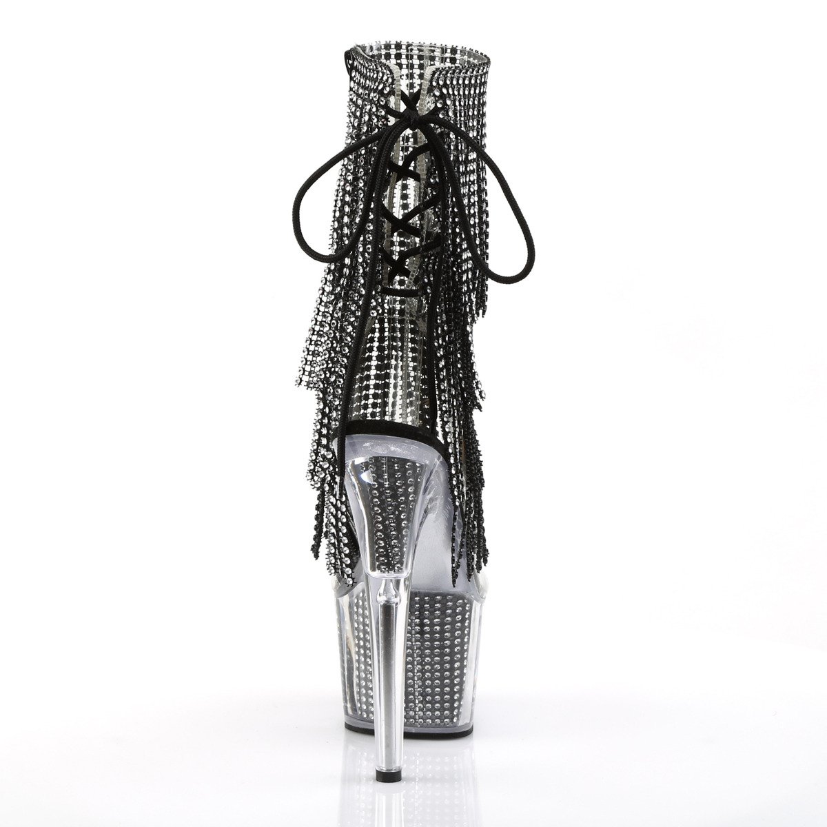 Pleaser Adore-1017SRS C-B/B - Clear High-Platform Peep Toe Boots