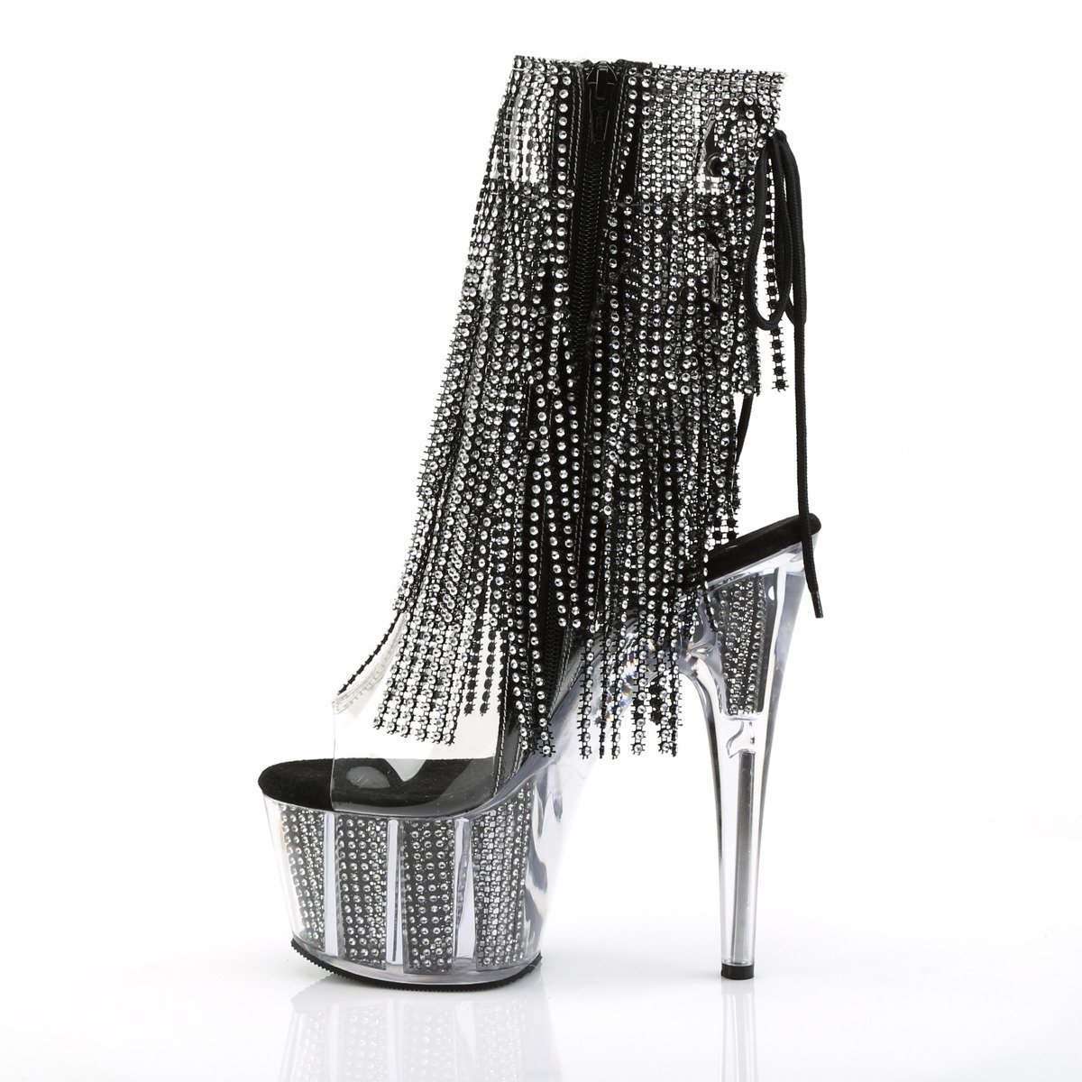 Pleaser Adore-1017SRS C-B/B - Clear High-Platform Peep Toe Boots
