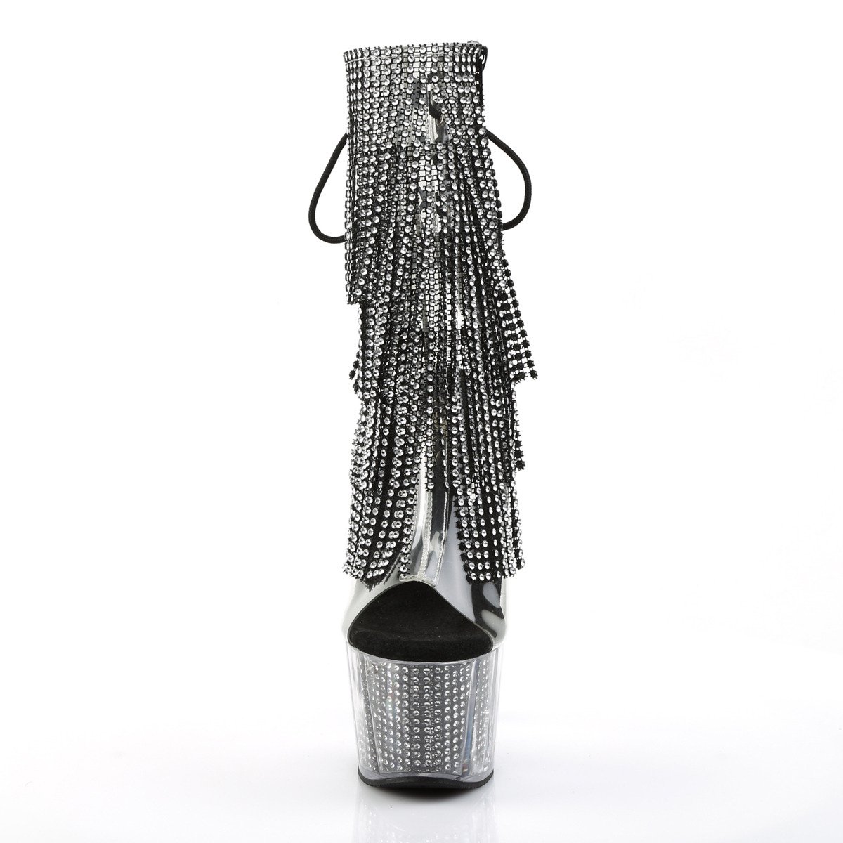 Pleaser Adore-1017SRS C-B/B - Clear High-Platform Peep Toe Boots