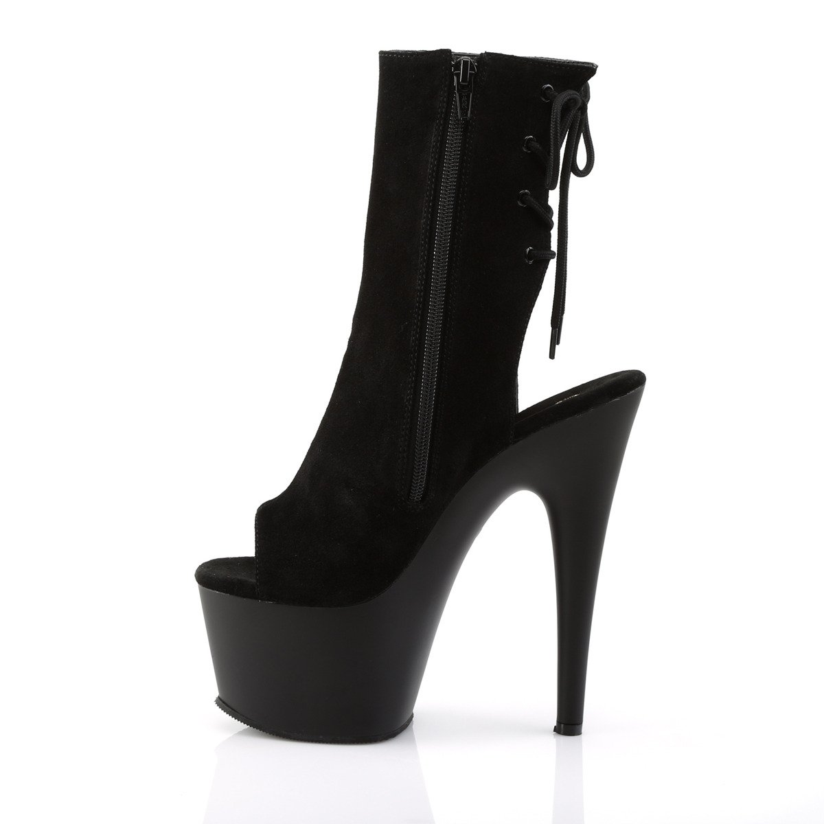 Pleaser Adore-1018 BSUE/M - Black High-Platform Peep Toe Boots
