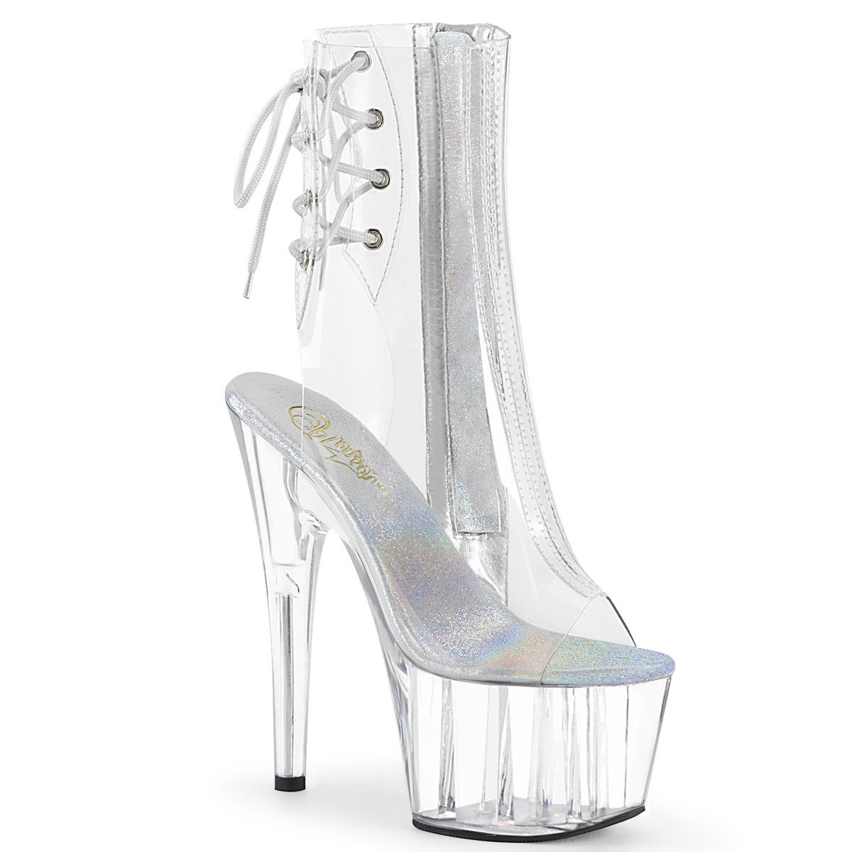 Pleaser Adore-1018C C/M - Clear High-Platform Peep Toe Boots