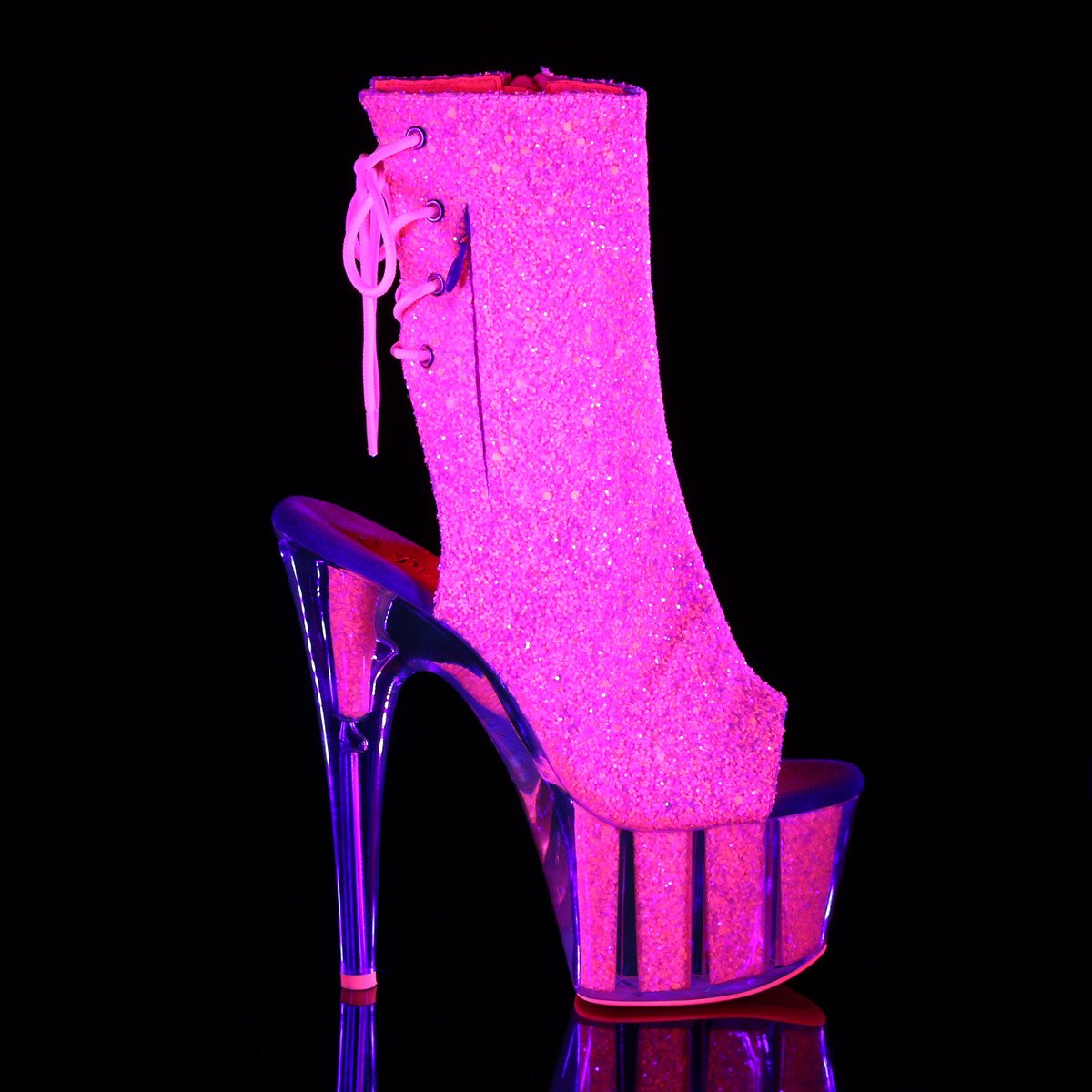 Pleaser Adore-1018G NPNK/M - Pink High-Platform Peep Toe Boots